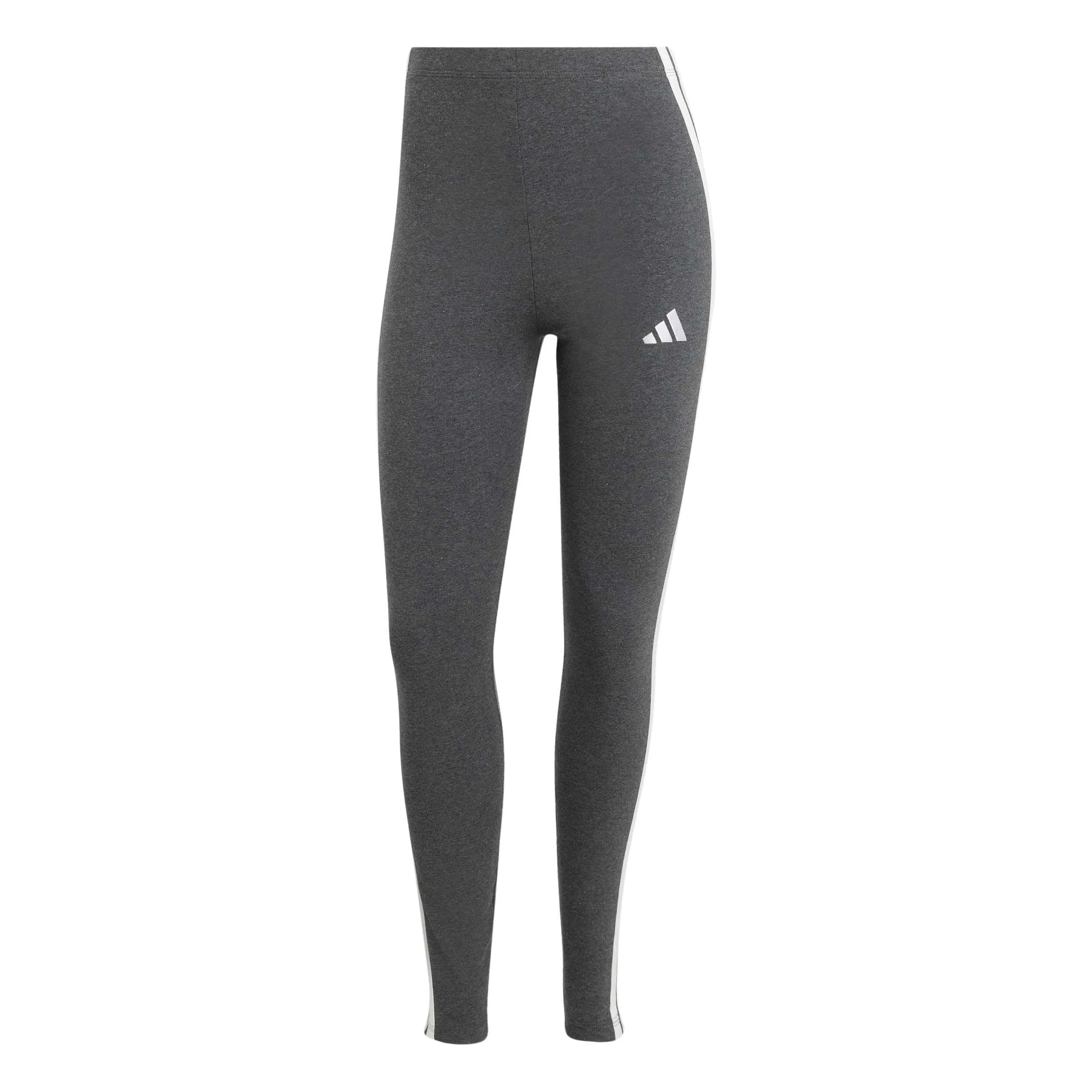 adidas Essentials 3-Stripes Cotton Leggings, Dark Grey Heather/White, XS - immagine 1