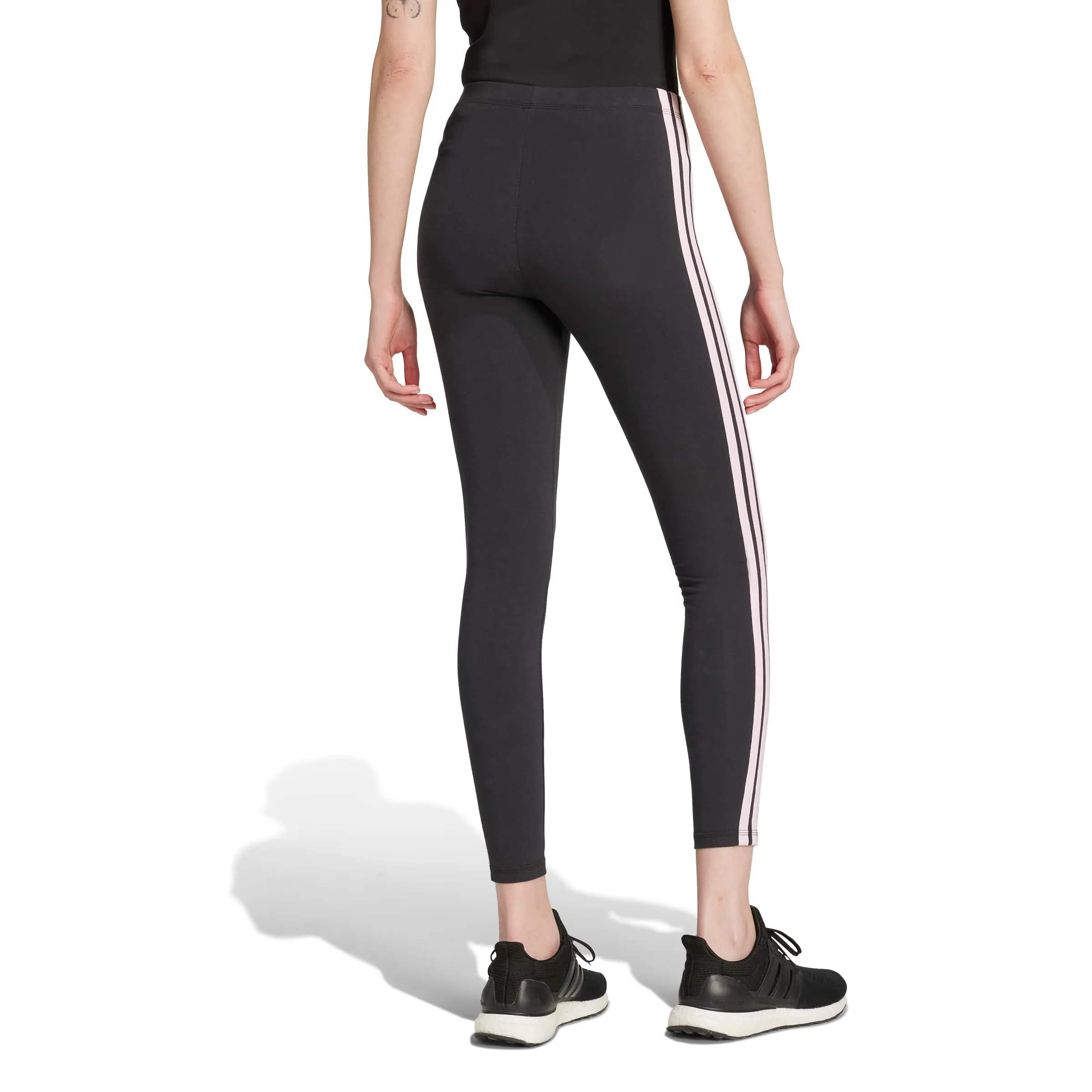 adidas Donna Essentials 3-Stripes Cotton Leggings Tights, Black/Clear Pink, S - immagine 2