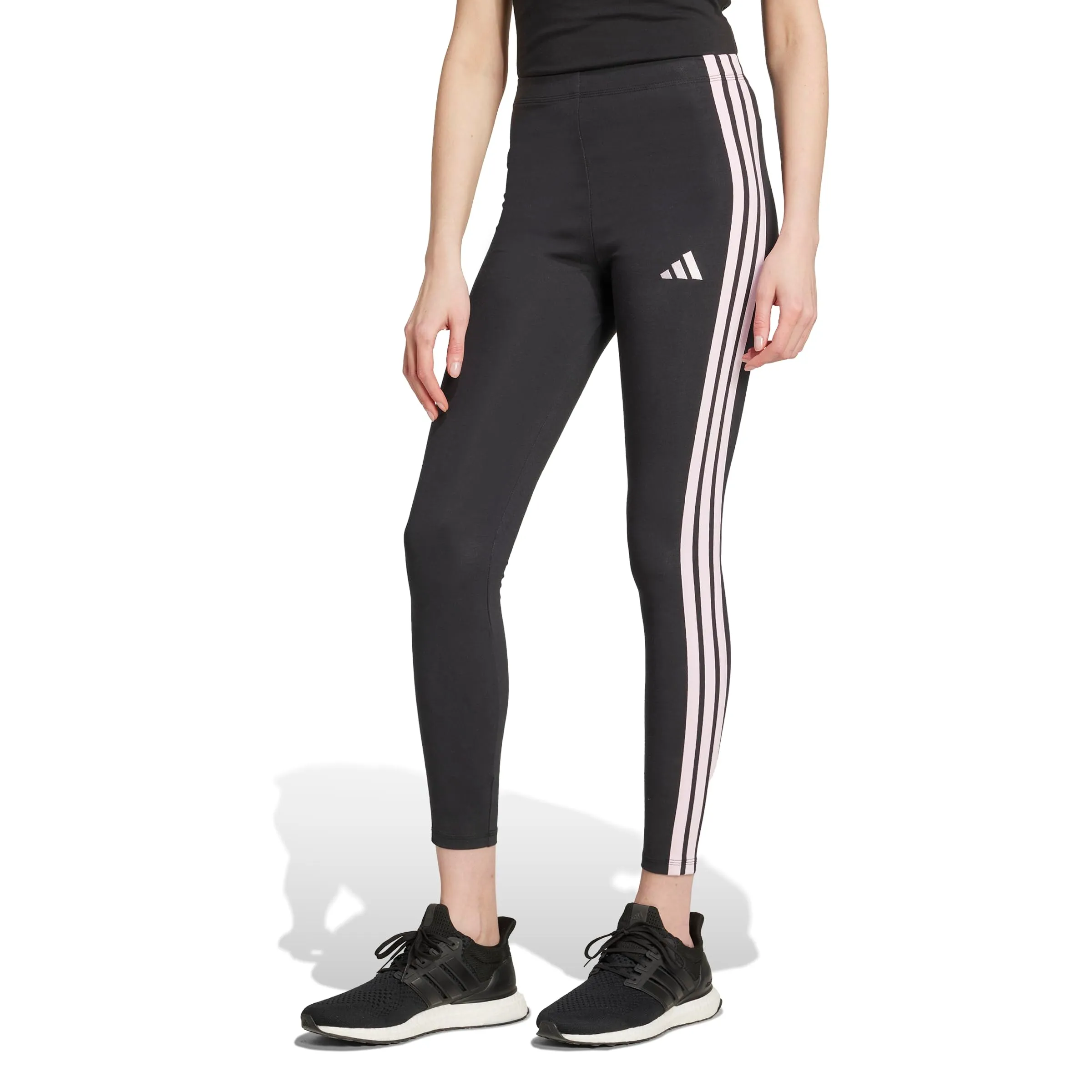 adidas Essentials 3-Stripes Cotton Leggings, Black/Clear Pink, XL - immagine 3