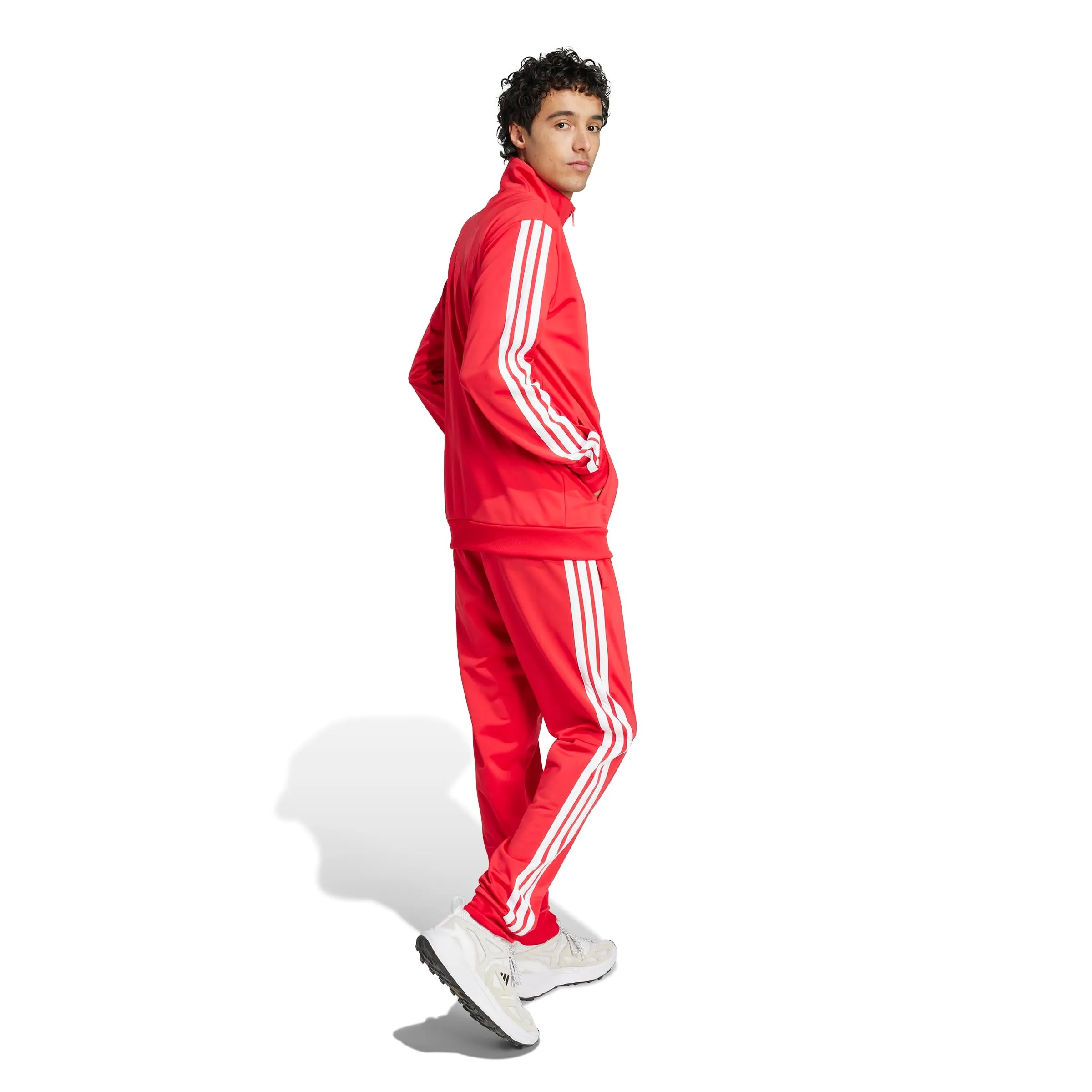adidas Homme Sportswear Basic 3 Stripes Tricot Tracksuit, Pure Ruby/White, XXL - immagine 2