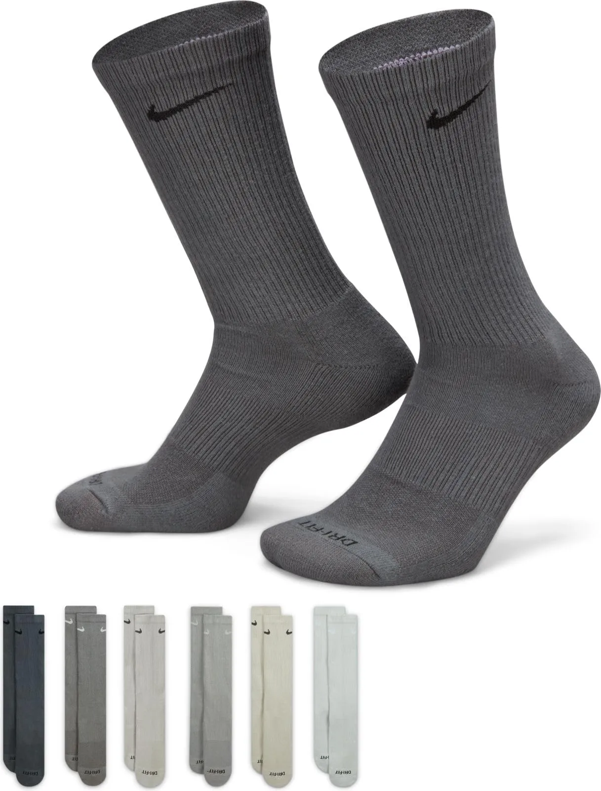 Nike Men's Everyday Plus Cushioned Crew Socks 6 Pairs, Multi-Color, SX6897-906, S - immagine 3