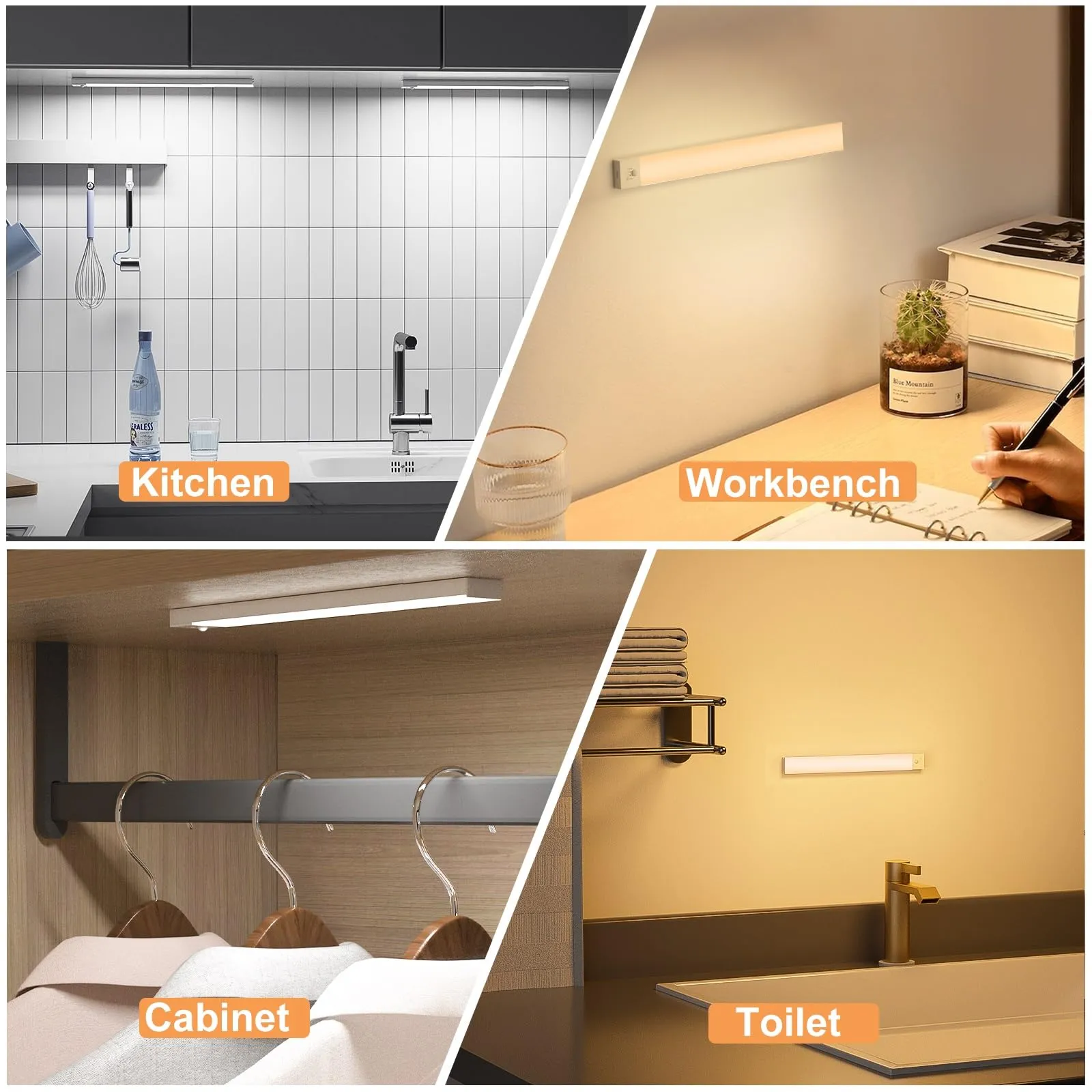 OUILA Luce Armadio LED con Sensore, Sottopensile Cucina, 3 Colori, 32cm, 2 Pezzi - immagine 7