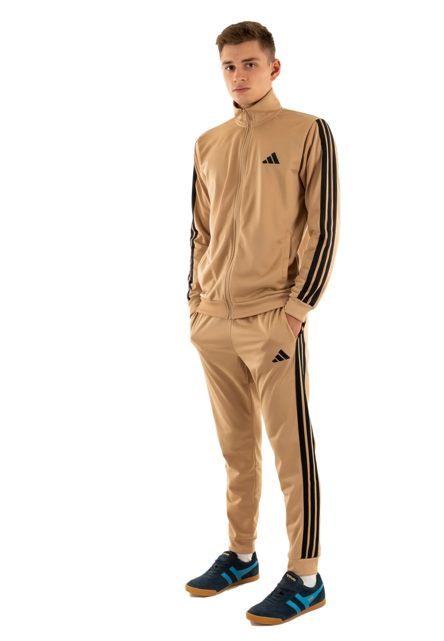 adidas Sportswear Basic 3 Stripes Tricot Tracksuit, Warm Sandstone, XS - immagine 4