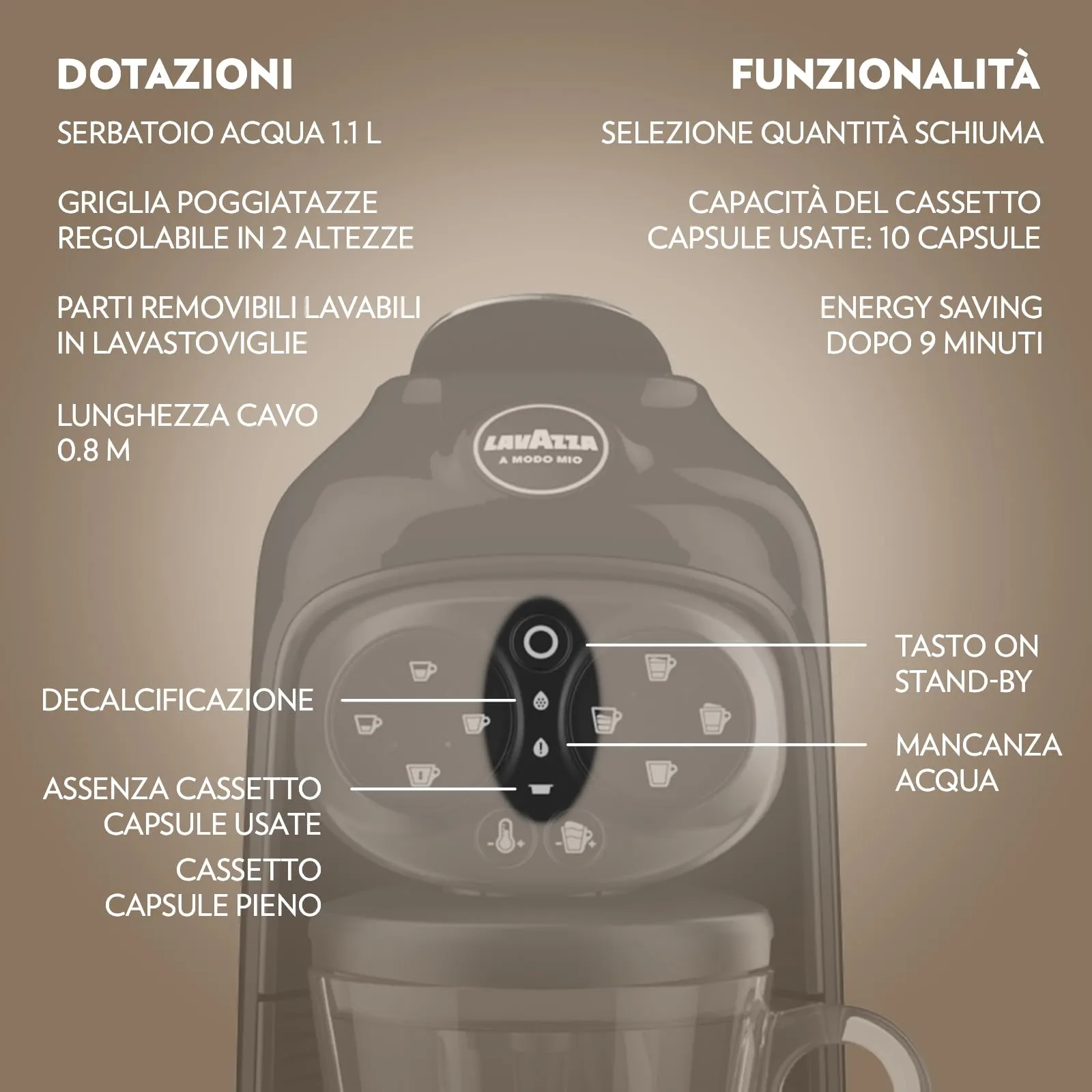 Lavazza A Modo Mio Deséa Macchina per Caffè Black con 88 Capsule Crema e Gusto Assortite - immagine 5