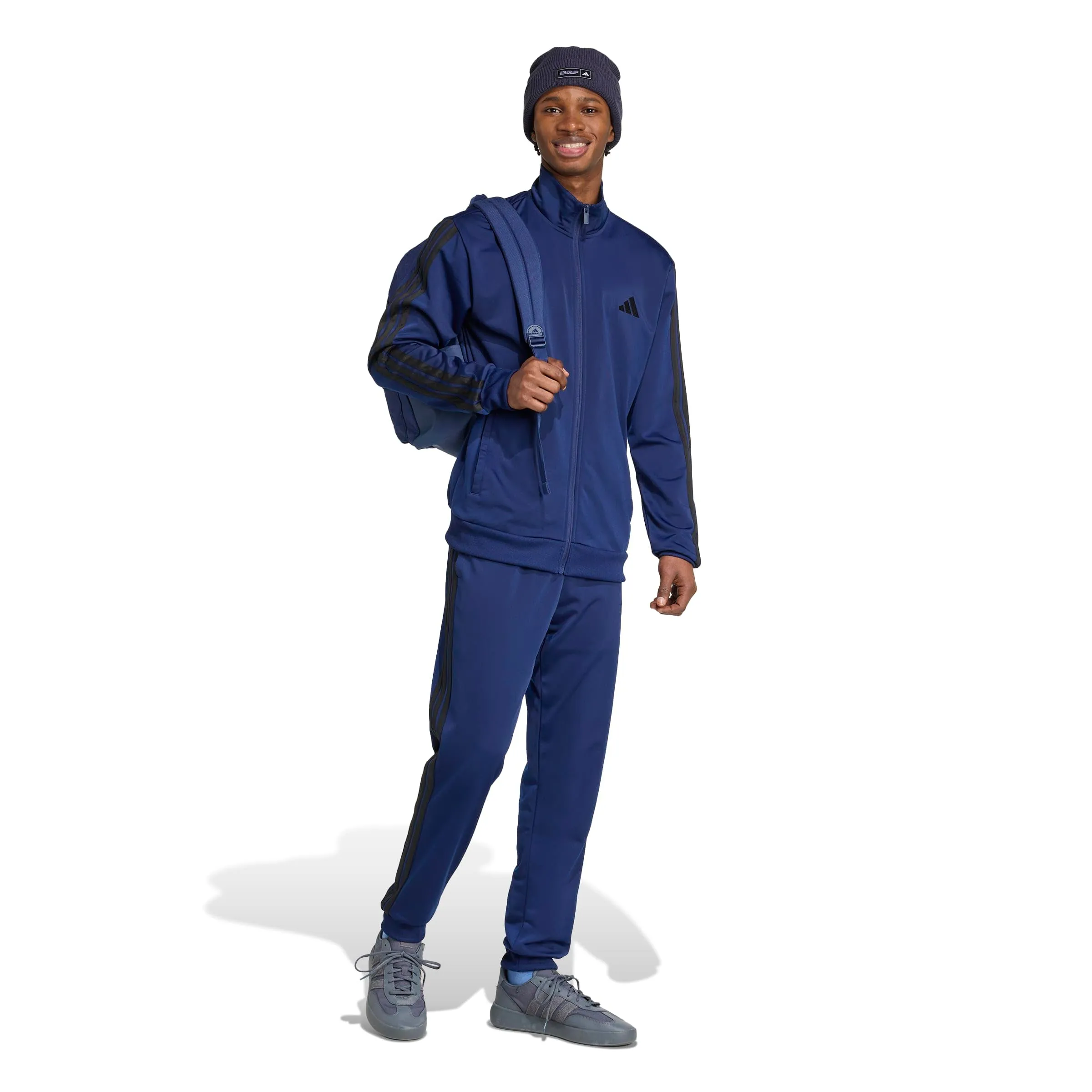 adidas Sportswear Basic 3 Stripes Tricot Tracksuit, Dark Blue/Black, S - immagine 4