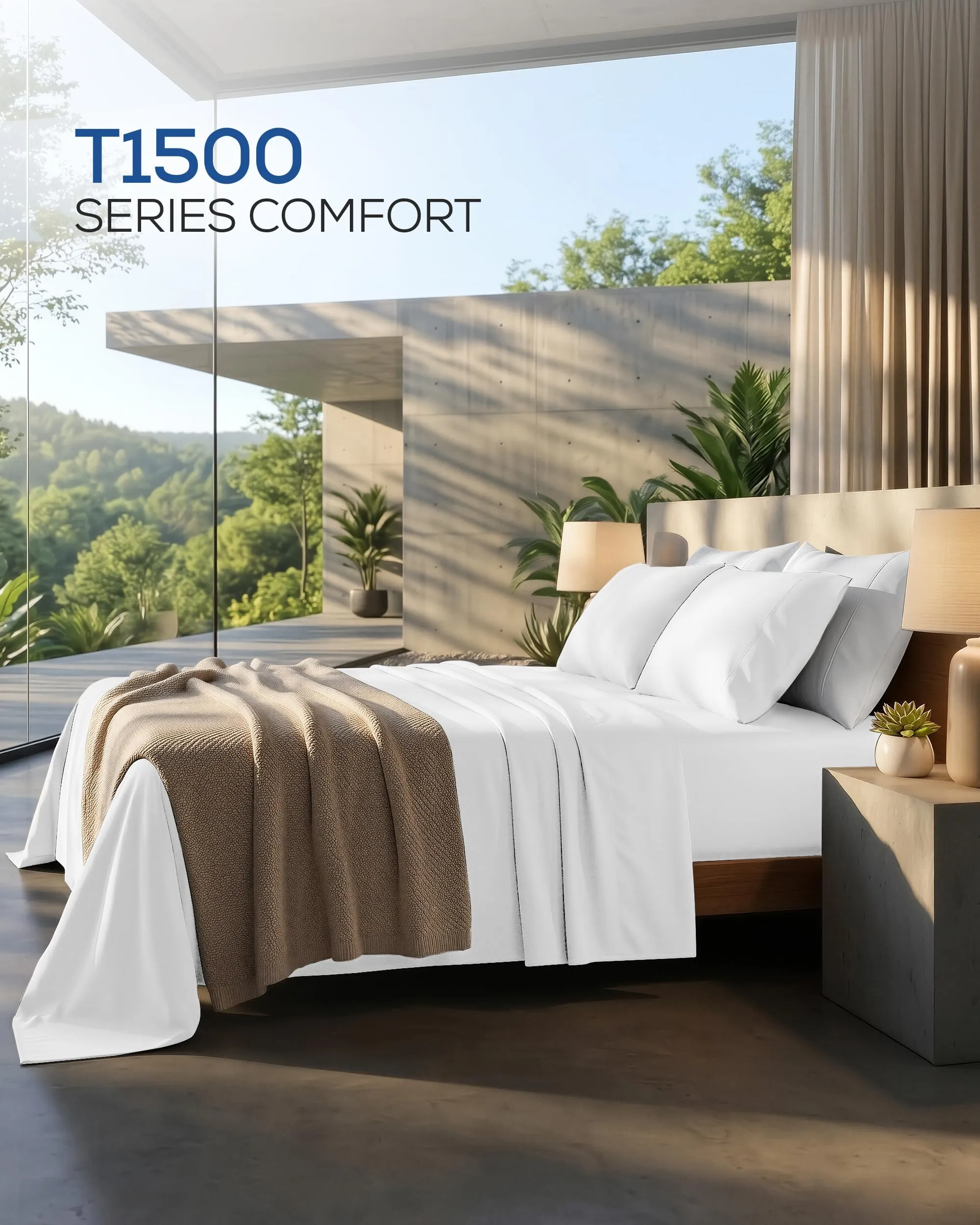 Utopia Bedding Set di Lenzuola in Microfibra Spazzolata, Queen Size, 4 Pezzi (Bianco) - immagine 2
