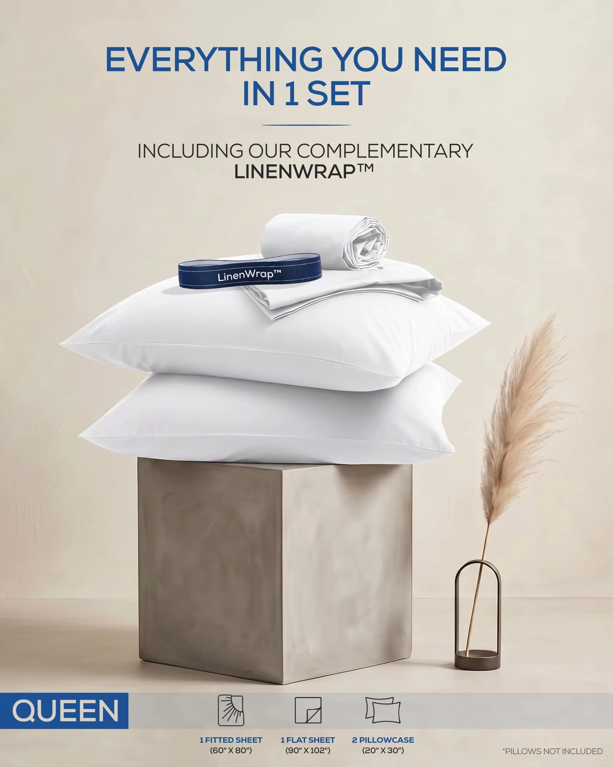 Utopia Bedding Set di Lenzuola in Microfibra Spazzolata, Queen Size, 4 Pezzi (Bianco) - immagine 3