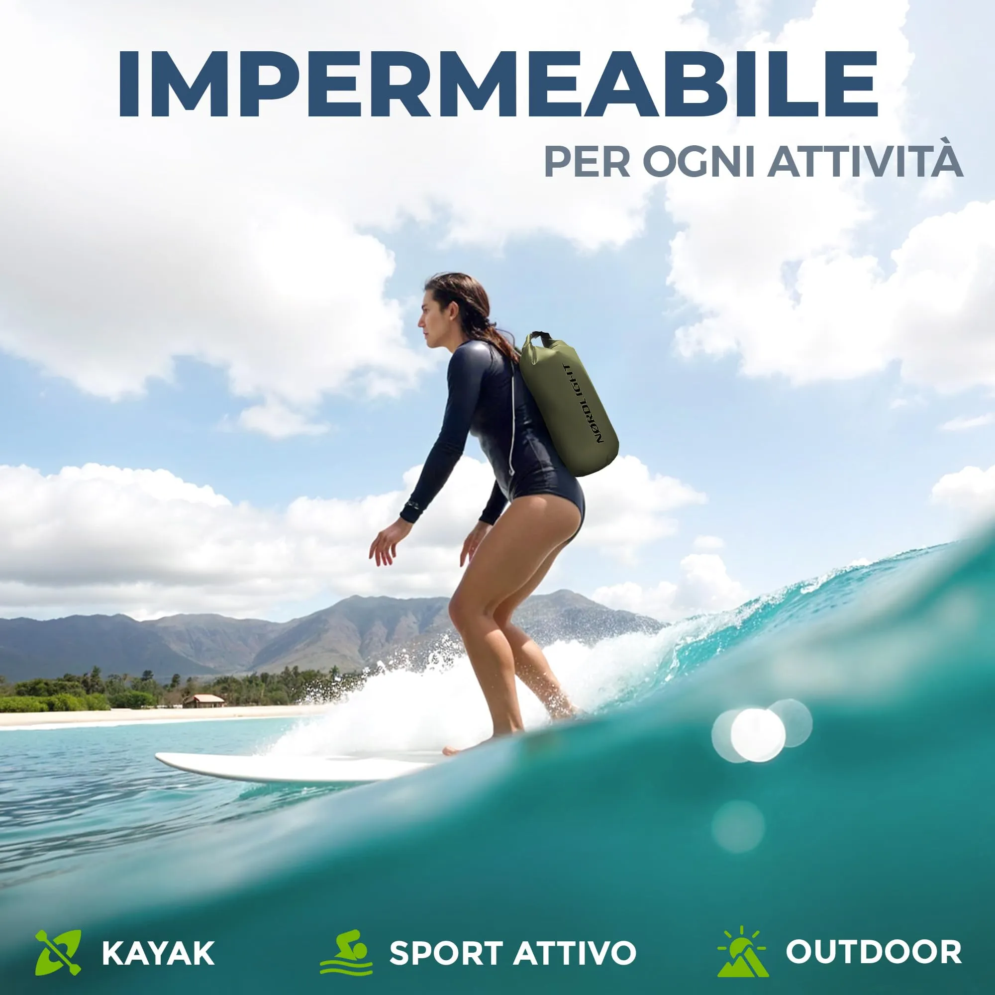 Nordlight Dry Bag Set con Custodia per Cellulare e Marsupio, 10L, Verde Oliva - immagine 9