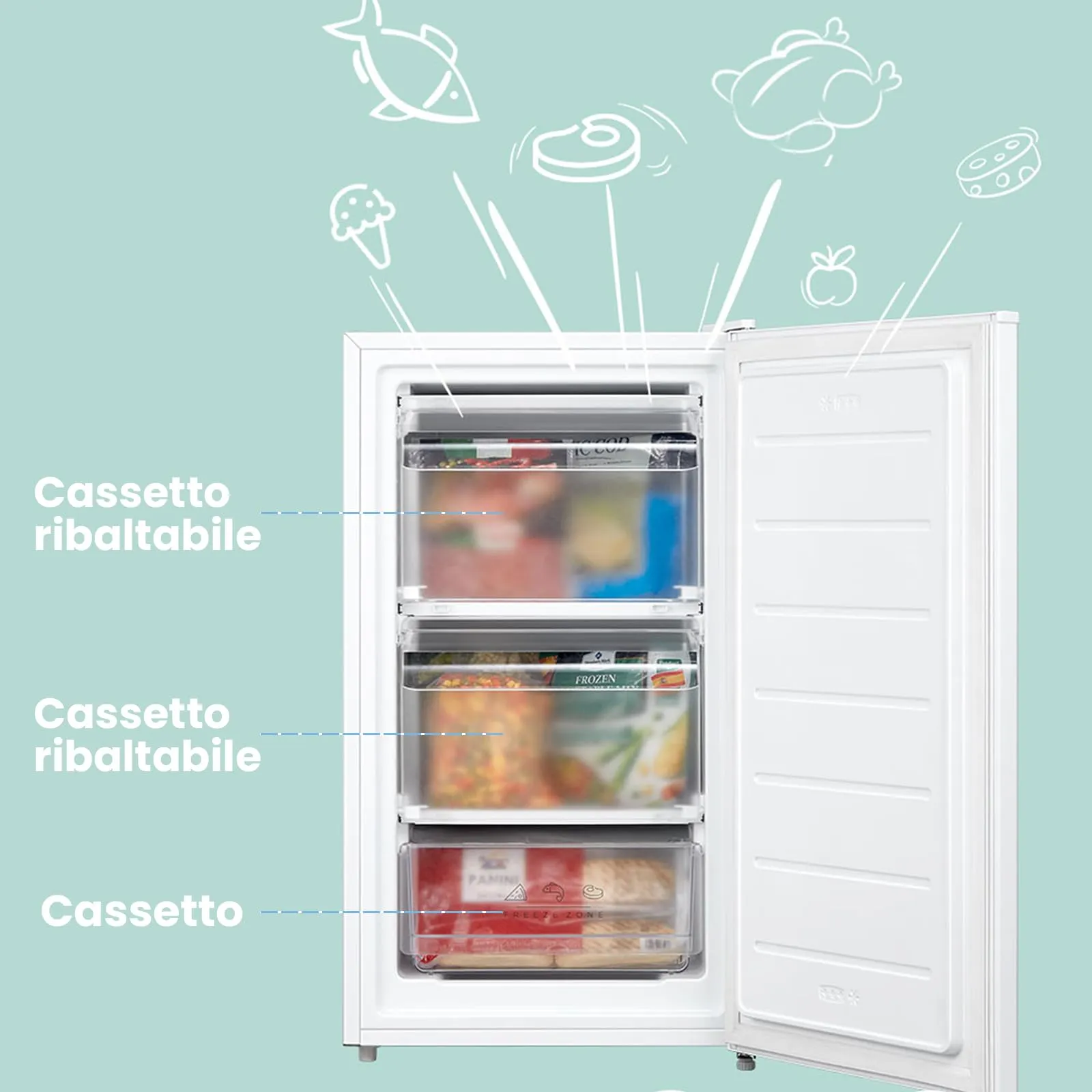 COMFEE' Congelatore a Cassetti 60L RCU60WH2(E), Bianco - immagine 3