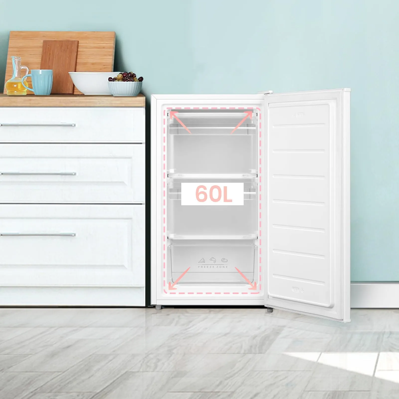 COMFEE' Congelatore a Cassetti 60L RCU60WH2(E), Bianco - immagine 5