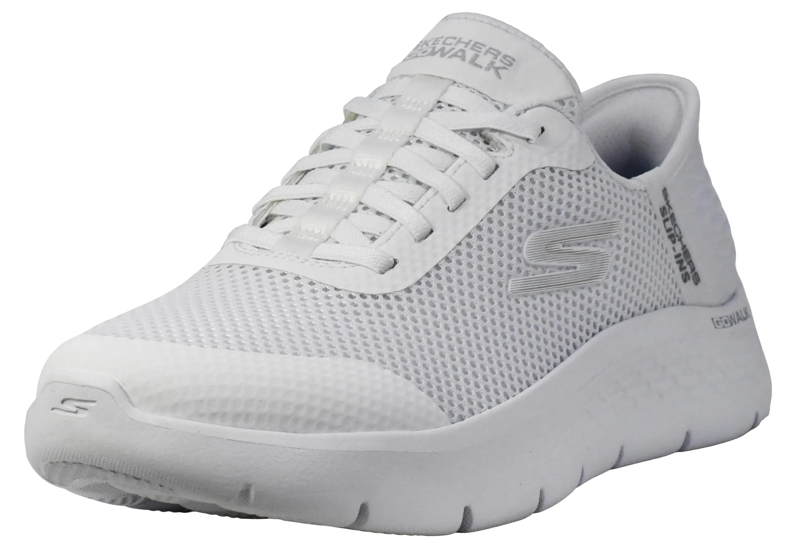 Skechers Women's Low-Top Sneakers, Bianco, 7.5 Wide, Slip-ins, Air-Cooled Memory Foam, Ultra Go - immagine 1