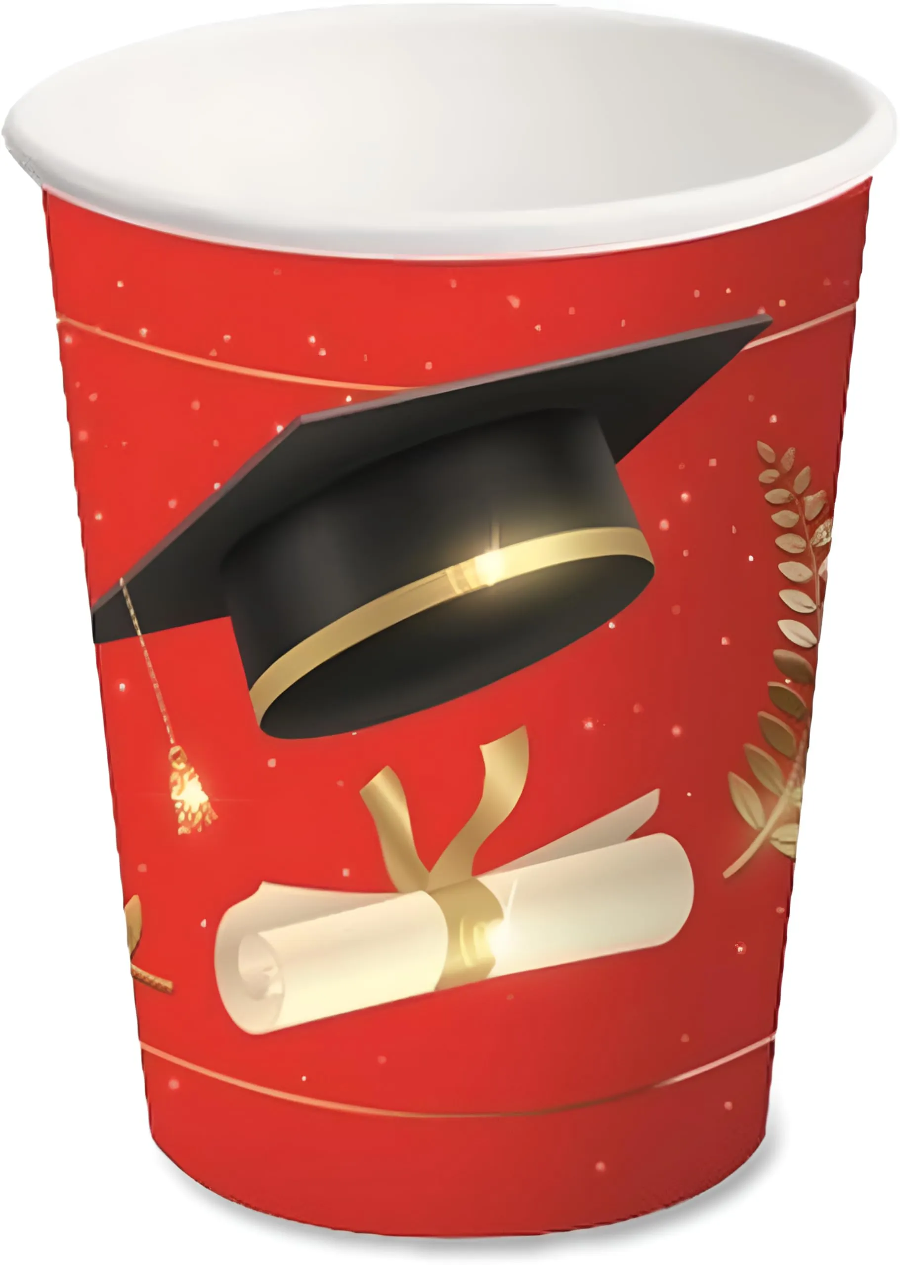 Decoraparty Kit Stoviglie di Laurea per 8 Persone, 8 Piatti, 8 Bicchieri, 20 Tovaglioli, 1 Palloncino (37 pz) - immagine 6