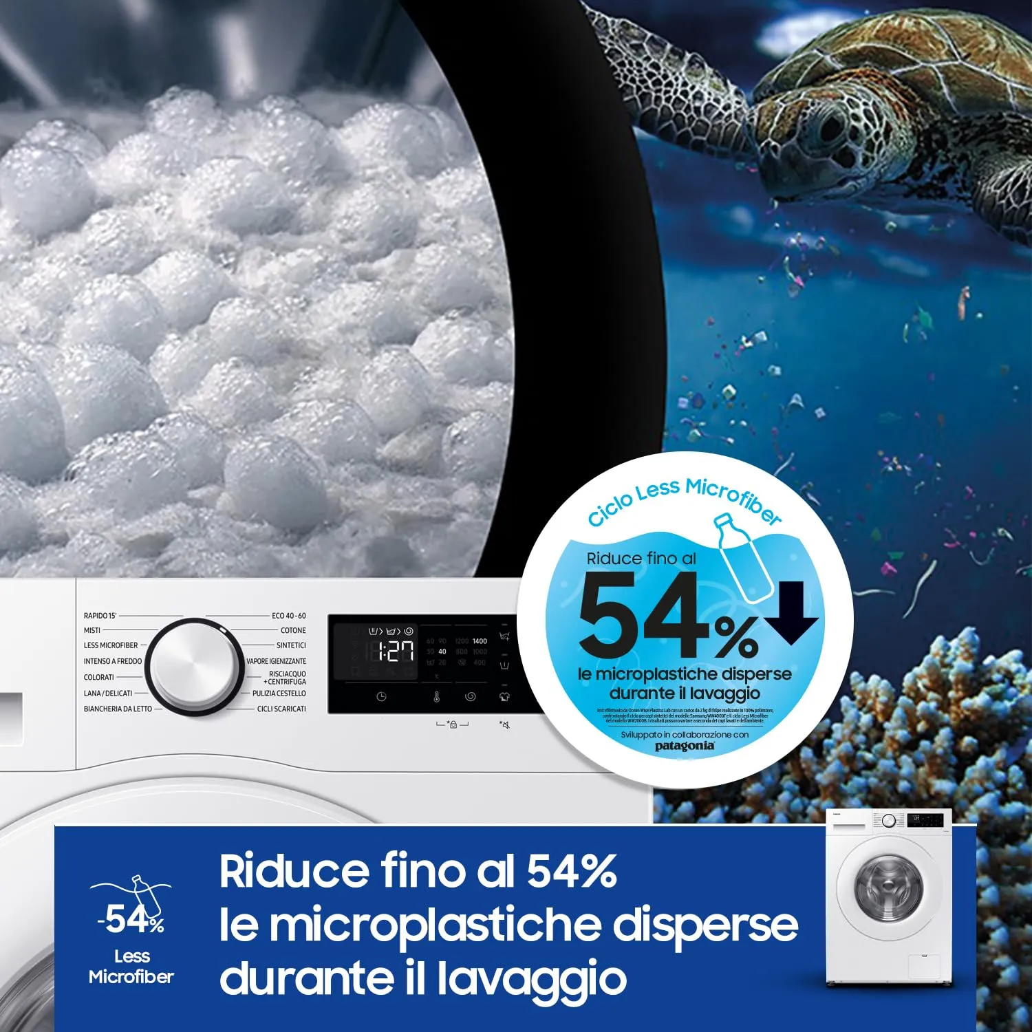 Samsung Crystal Clean WW90CGC04DTEET Lavatrice Libera Installazione, 9 kg, Wifi, Ecobubble, Vapore, Carica Frontale - immagine 4
