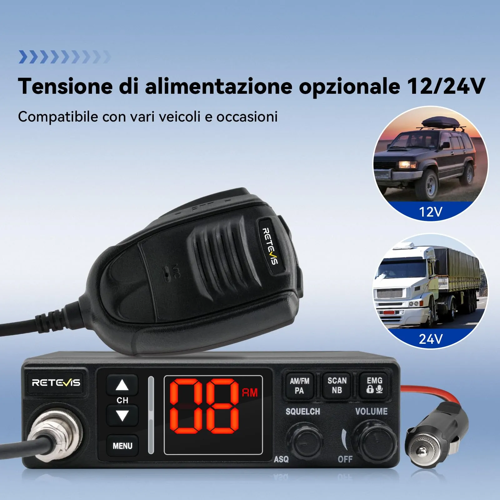 Retevis MB63A CB Radio, 40 Channel AM FM Kit for Trucks - immagine 2
