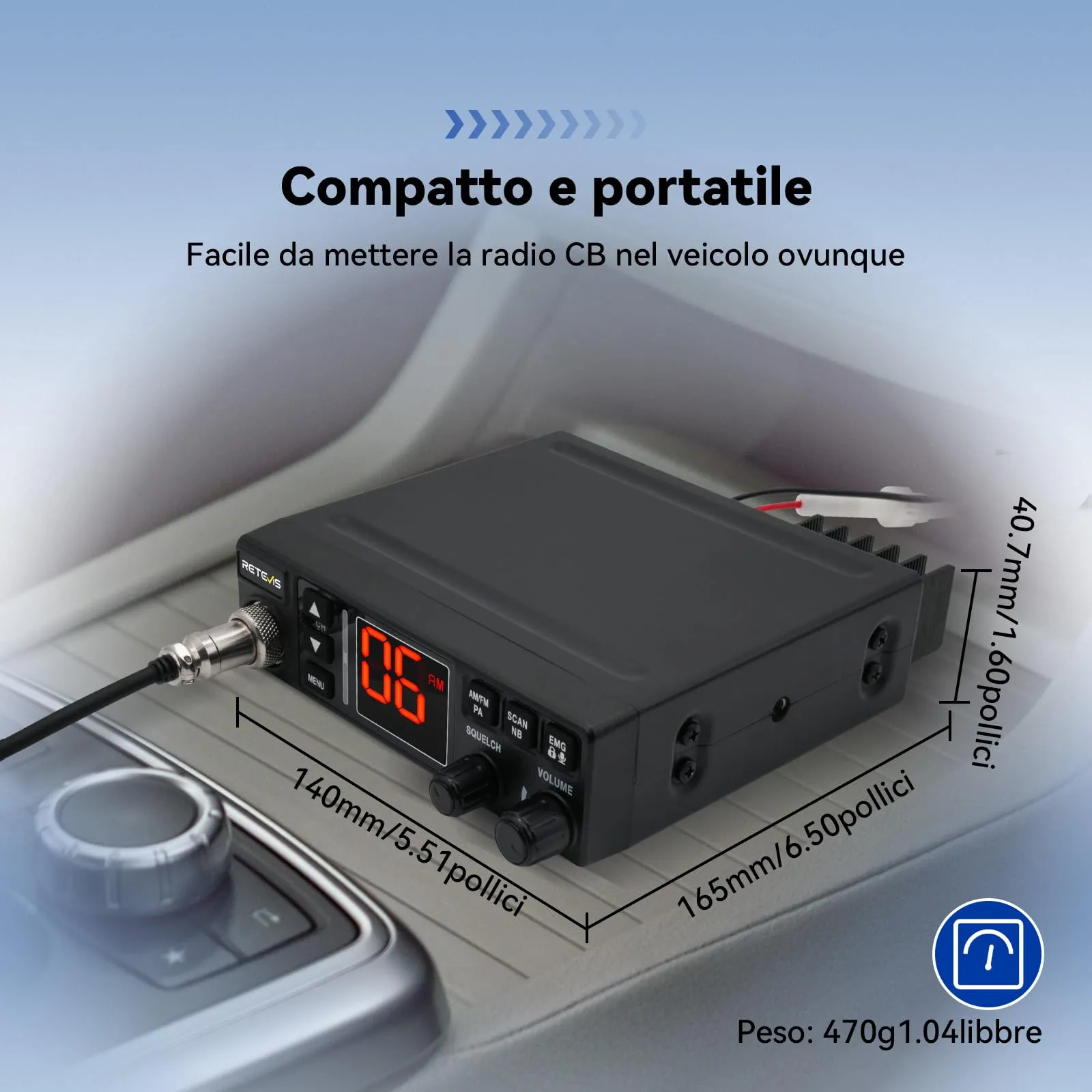 Retevis MB63A CB Radio, 40 Channel AM FM Kit for Trucks - immagine 6