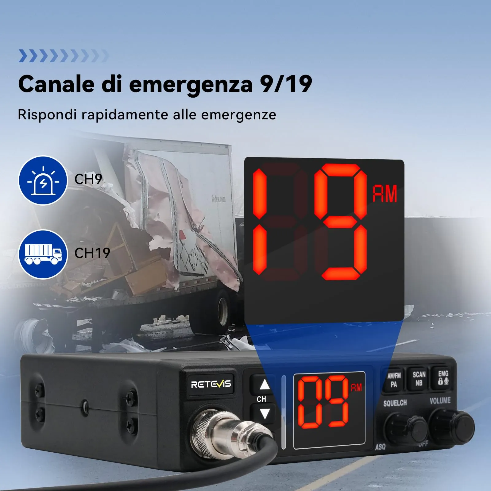 Retevis MB63A CB Radio, 40 Channel AM FM Kit for Trucks - immagine 9