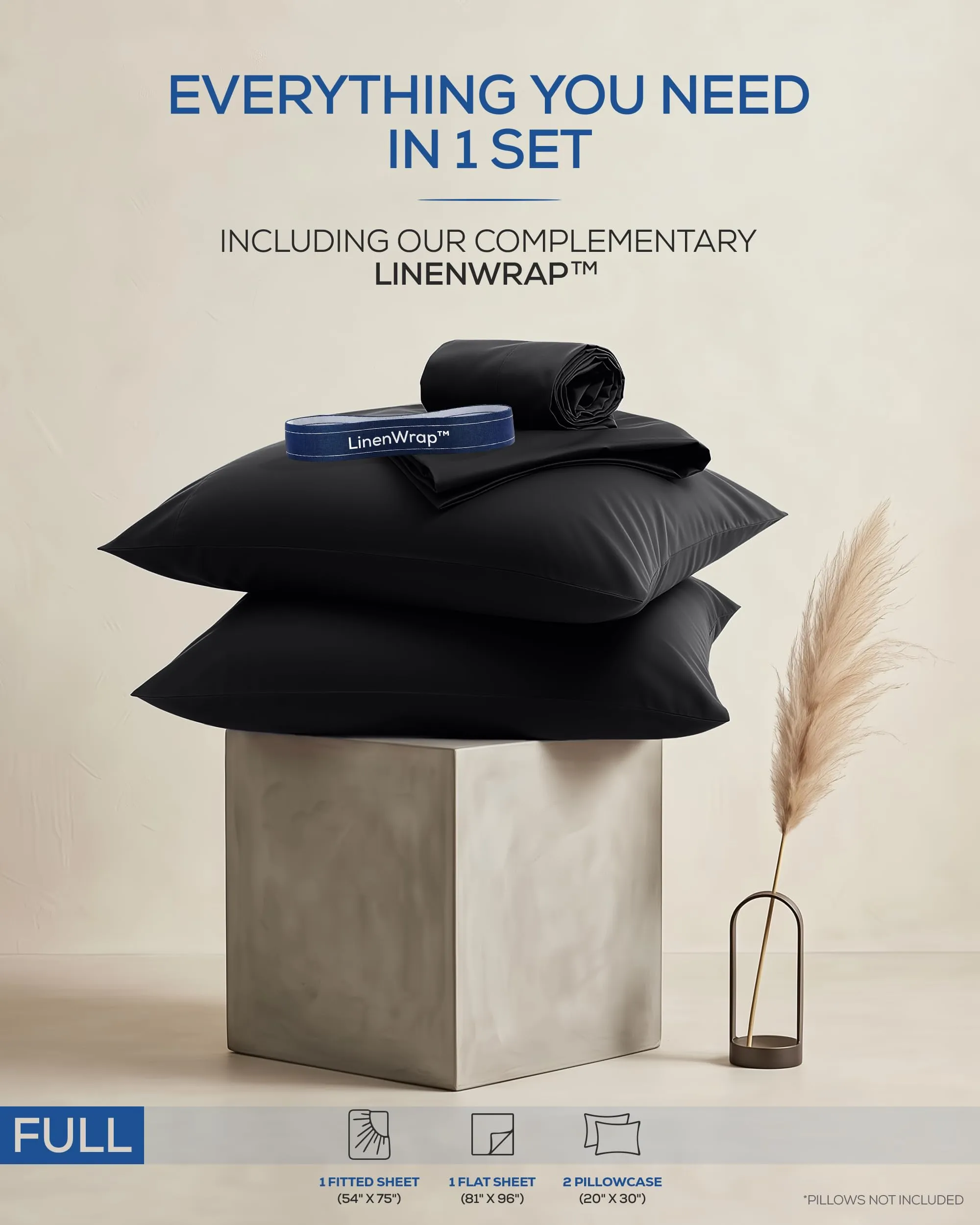 Utopia Bedding Set di lenzuola in microfibra spazzolata, 4 pezzi, tasca profonda 38,1 cm, Matrimoniale, Nero - immagine 3