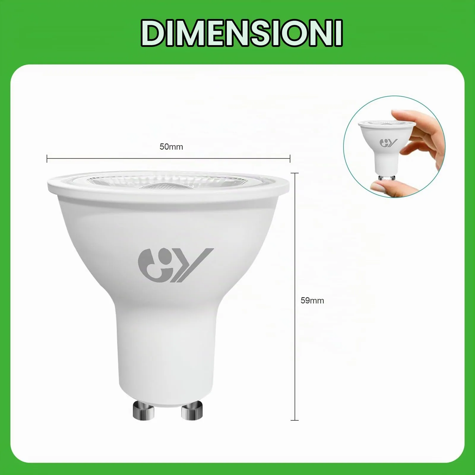 GY Lampadine GU10 LED, 6.5W, 1025 Lumen, 6500K Bianco Freddo, Non Dimmerabile, 5 pezzi - immagine 3