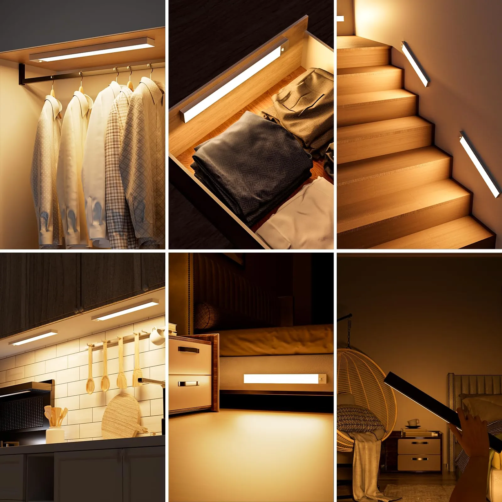 OUILA Luce Armadio LED con Sensore di Movimento, 32cm x 2 Pezzi, GLS-C004 - immagine 6