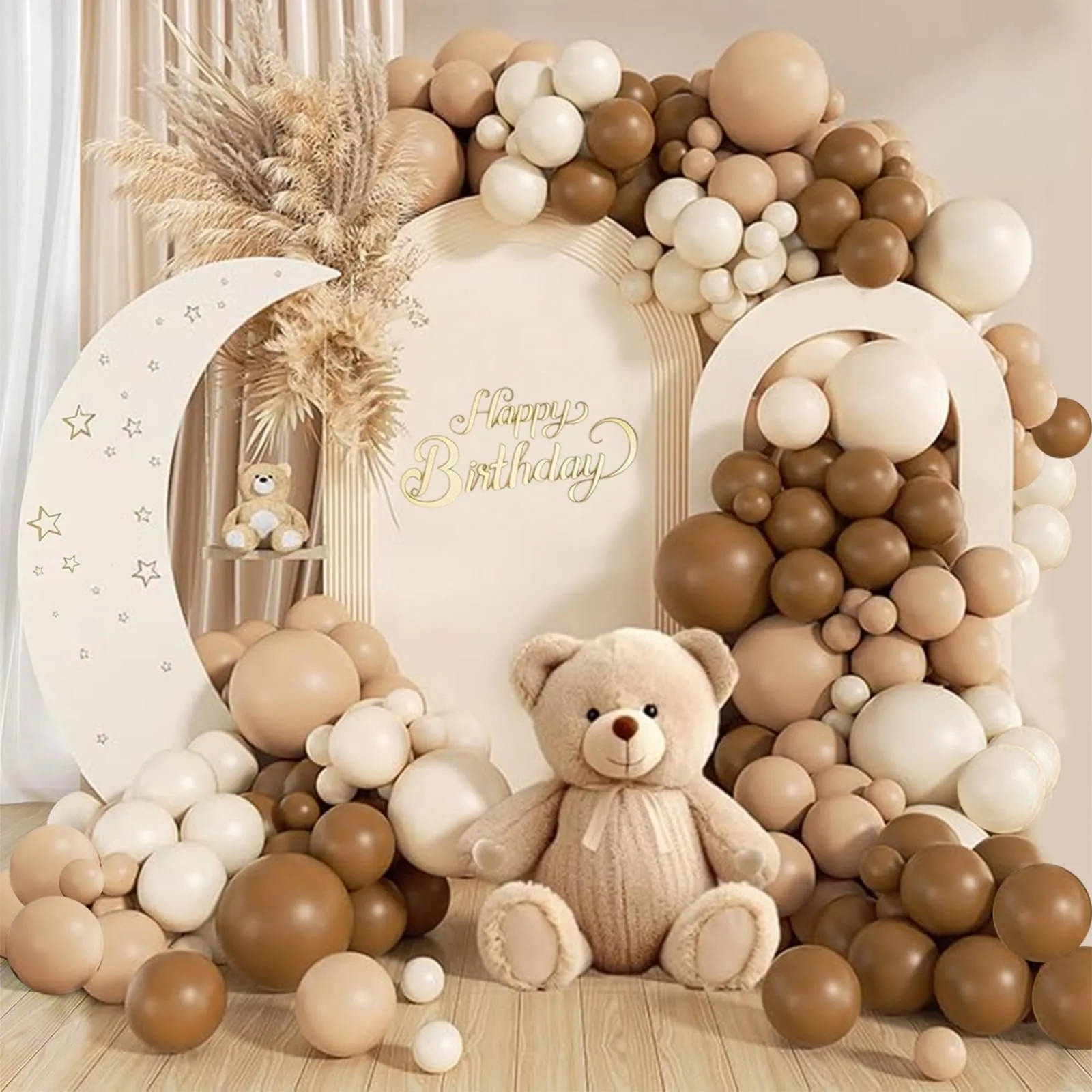 Balloon Garland Kit Arco Palloncini Marroni, Caffè, Beige e Bianchi, 116 Pezzi - immagine 1