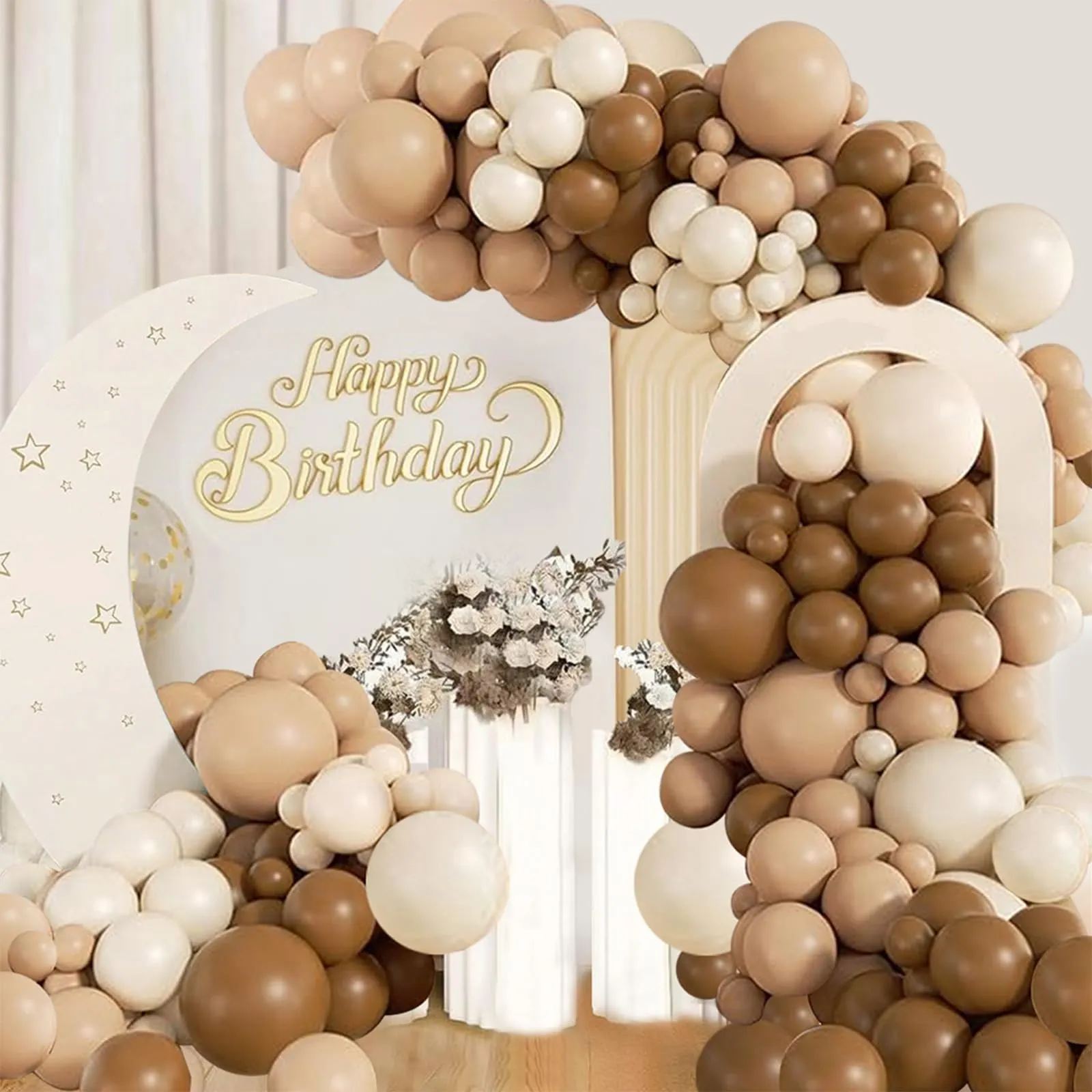 Balloon Garland Kit Arco Palloncini Marroni, Caffè, Beige e Bianchi, 116 Pezzi - immagine 5