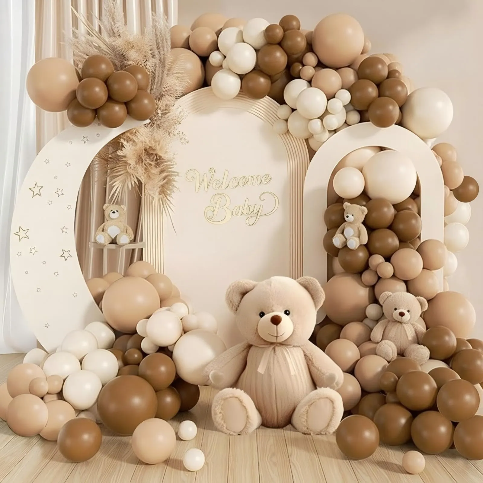 Balloon Garland Kit Arco Palloncini Marroni, Caffè, Beige e Bianchi, 116 Pezzi - immagine 6