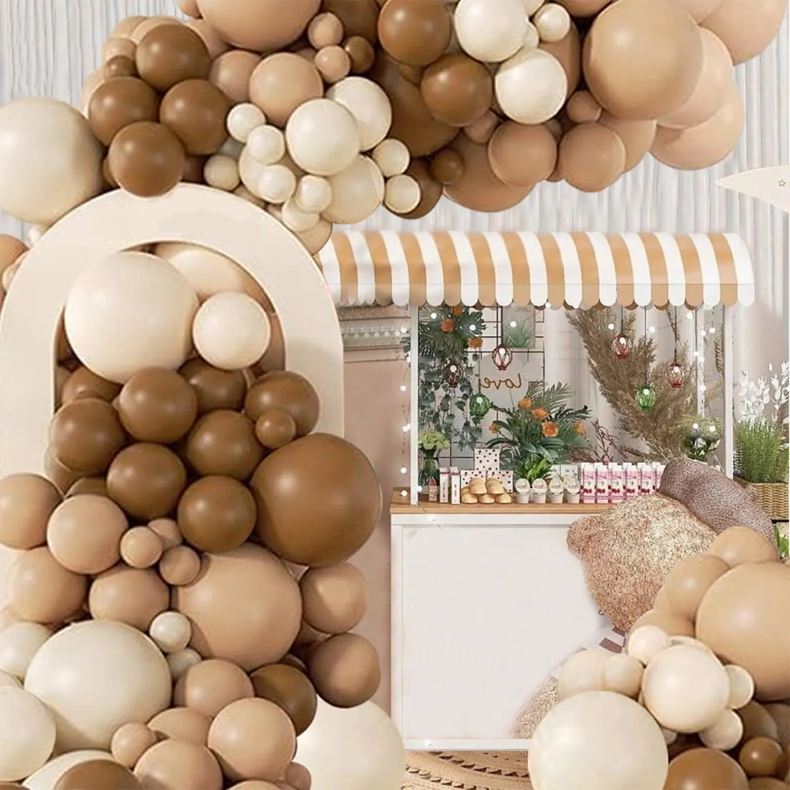 Balloon Garland Kit Arco Palloncini Marroni, Caffè, Beige e Bianchi, 116 Pezzi - immagine 7
