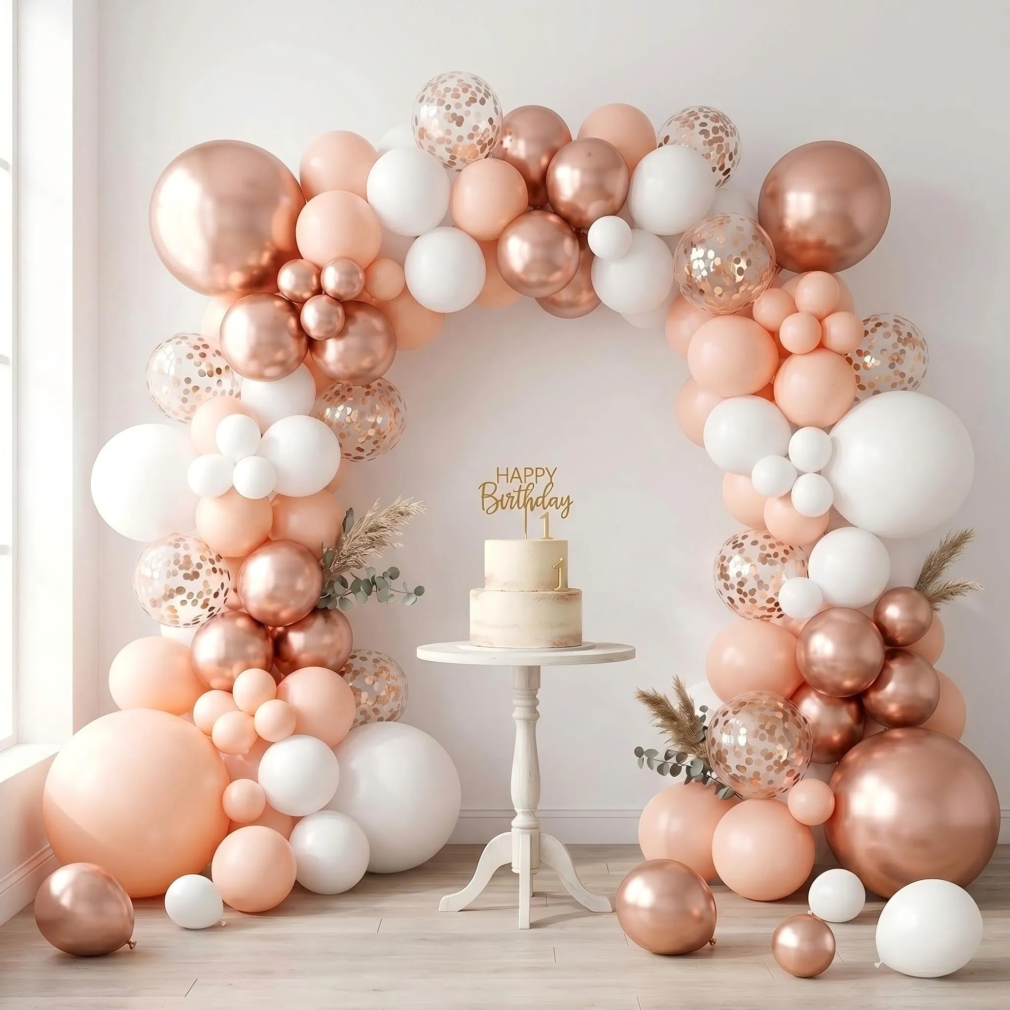 Balloon Garland Kit Ghirlanda Palloncini Bianco Oro Rosa, 118 Pezzi con Palloncini di Coriandoli - immagine 1