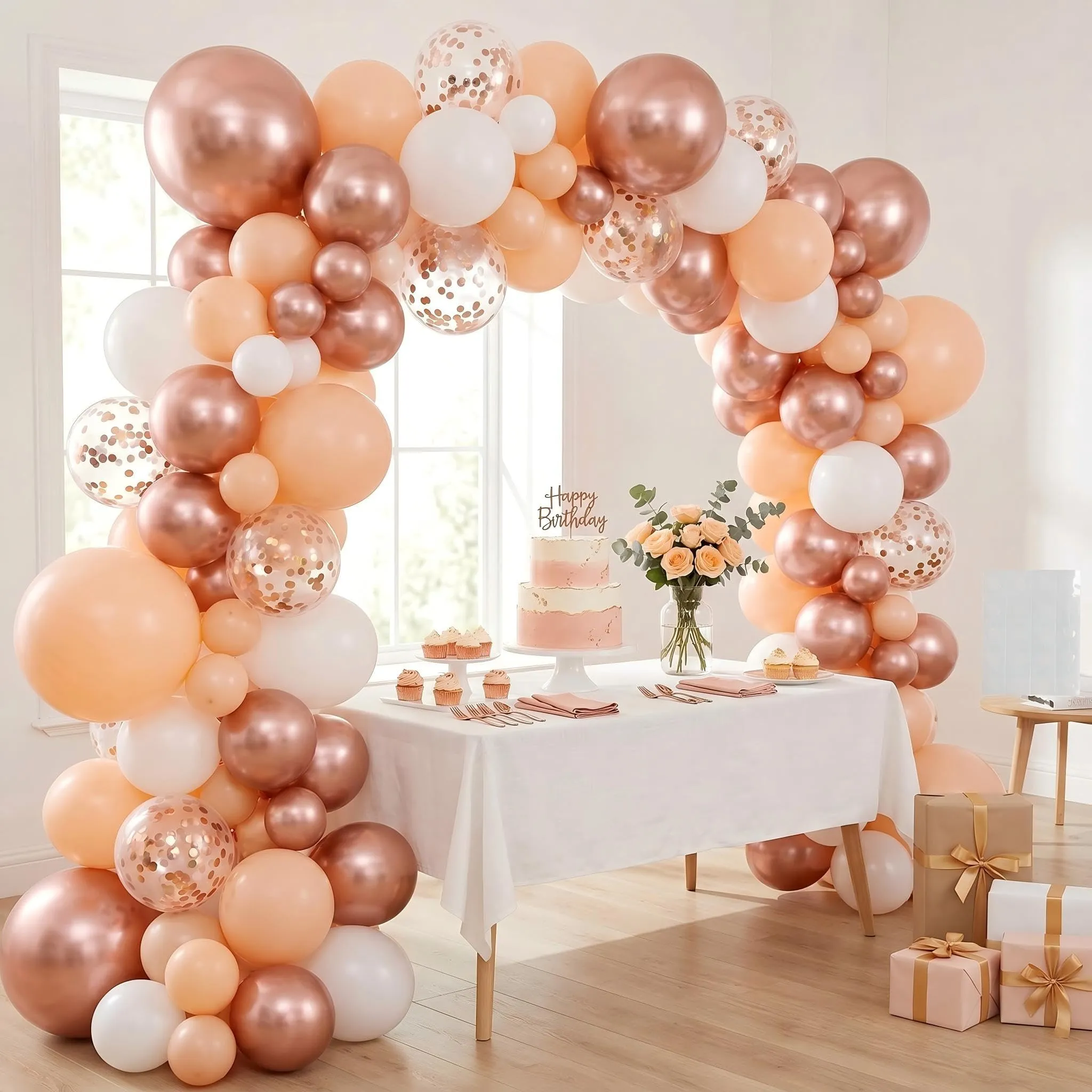 Balloon Garland Kit Ghirlanda Palloncini Bianco Oro Rosa, 118 Pezzi con Palloncini di Coriandoli - immagine 4