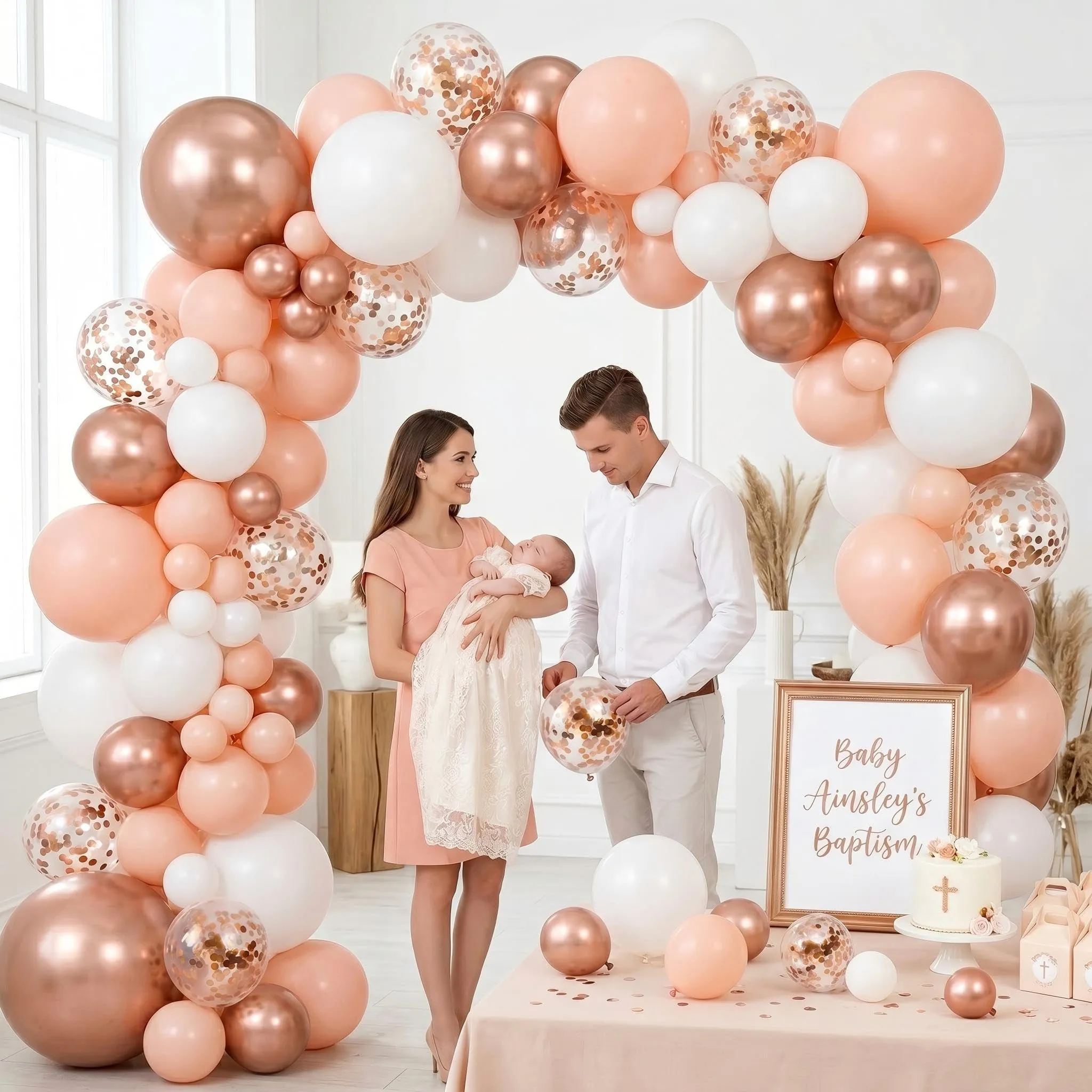 Balloon Garland Kit Ghirlanda Palloncini Bianco Oro Rosa, 118 Pezzi con Palloncini di Coriandoli - immagine 8