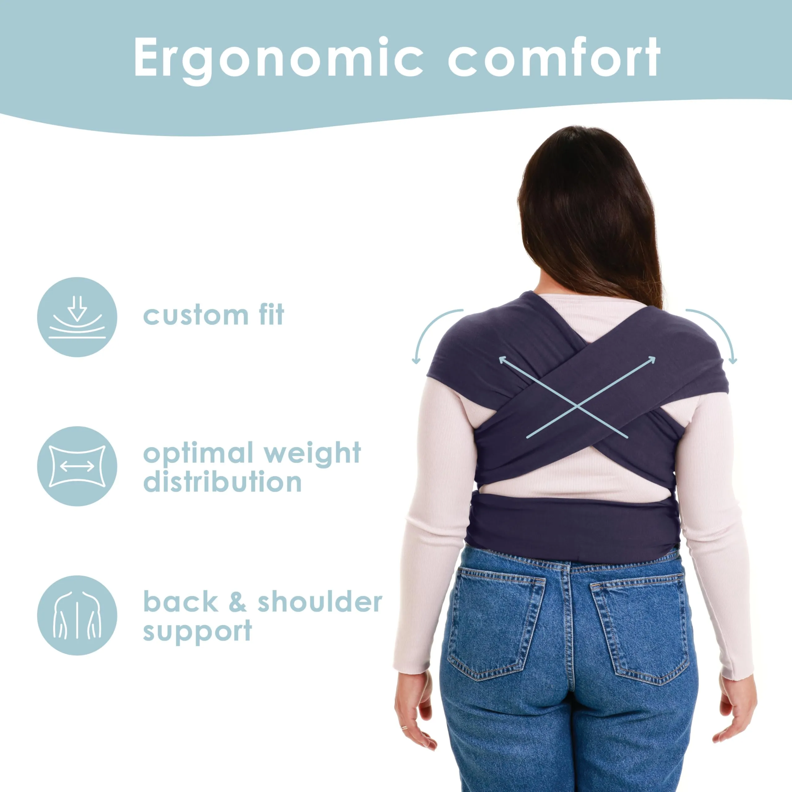 Sleepy Wrap Fascia Neonato Elastica 3-16 kg, Blu Navy - immagine 4