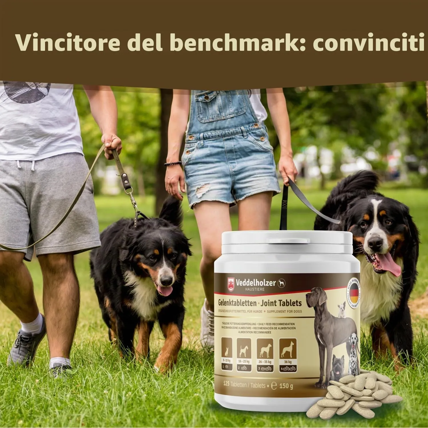 Veddelholzer Integratori per articolazioni cani con cozza dalle labbra verdi, MSM, artiglio del diavolo, glucosamina e collagene, 125 Unità - immagine 6