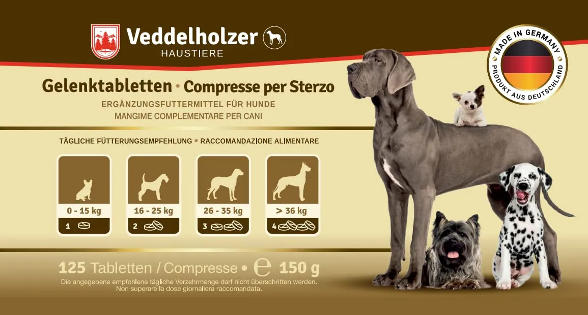 Veddelholzer Integratori per articolazioni cani con cozza dalle labbra verdi, MSM, artiglio del diavolo, glucosamina e collagene, 125 Unità - immagine 8