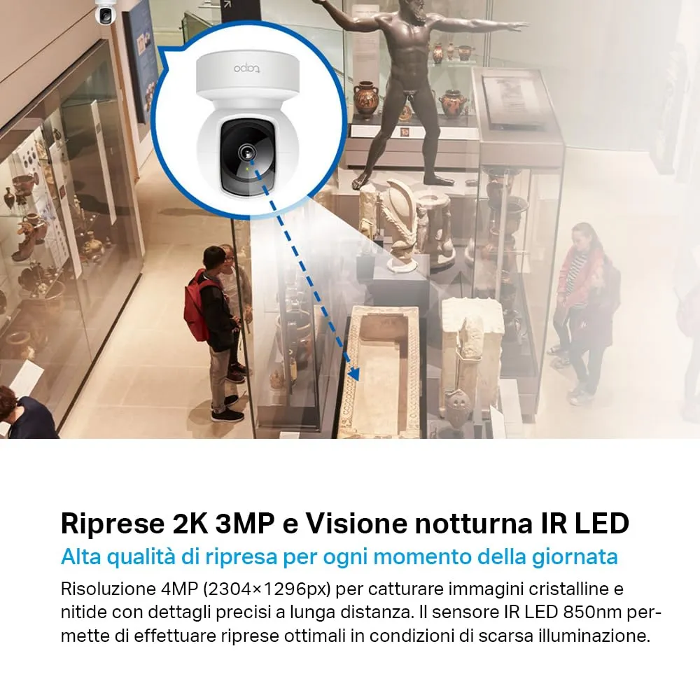 Tapo C212 2K 3MP Telecamera WiFi Interno Videocamera Sorveglianza 360° PTZ - immagine 4