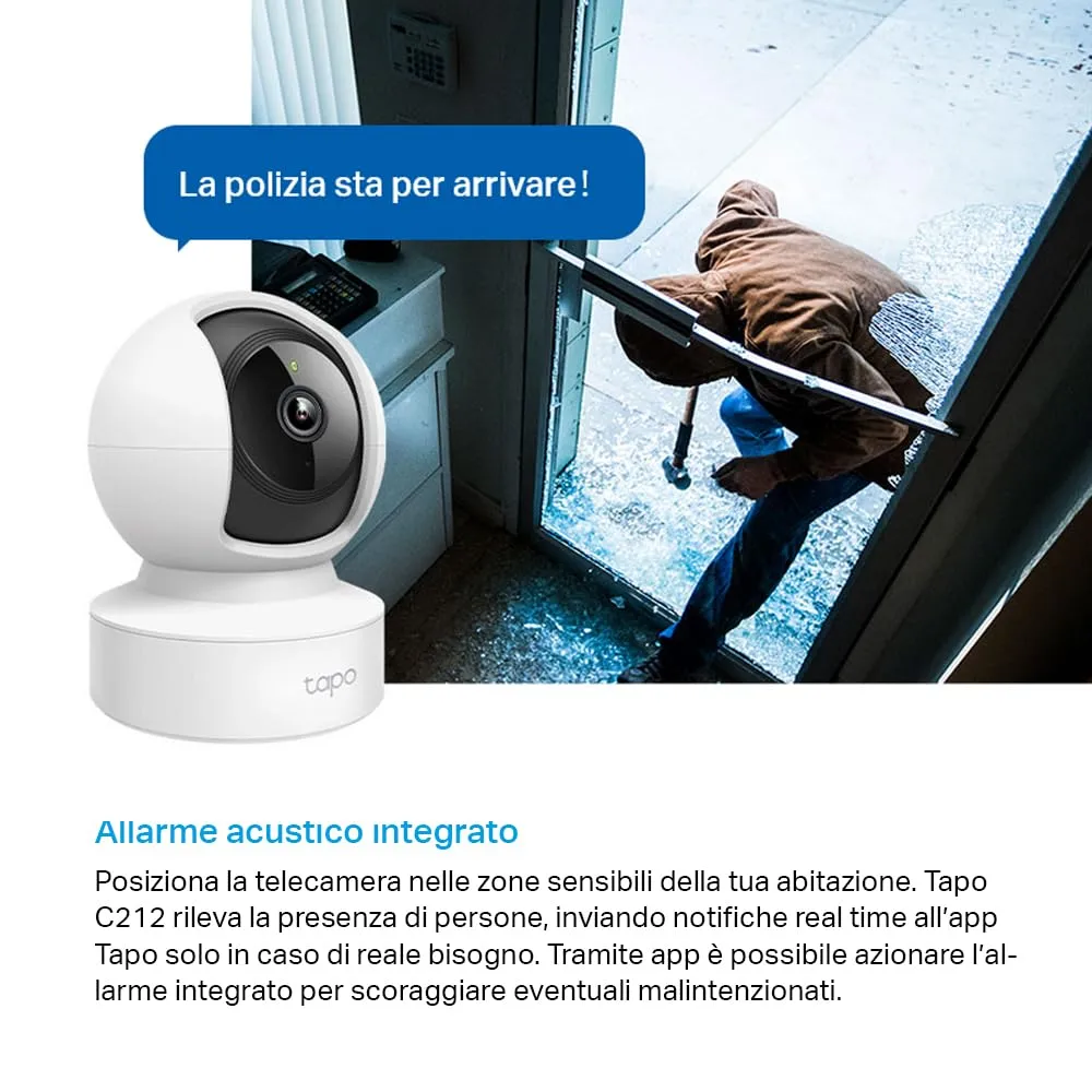 Tapo C212 2K 3MP Telecamera WiFi Interno Videocamera Sorveglianza 360° PTZ - immagine 5