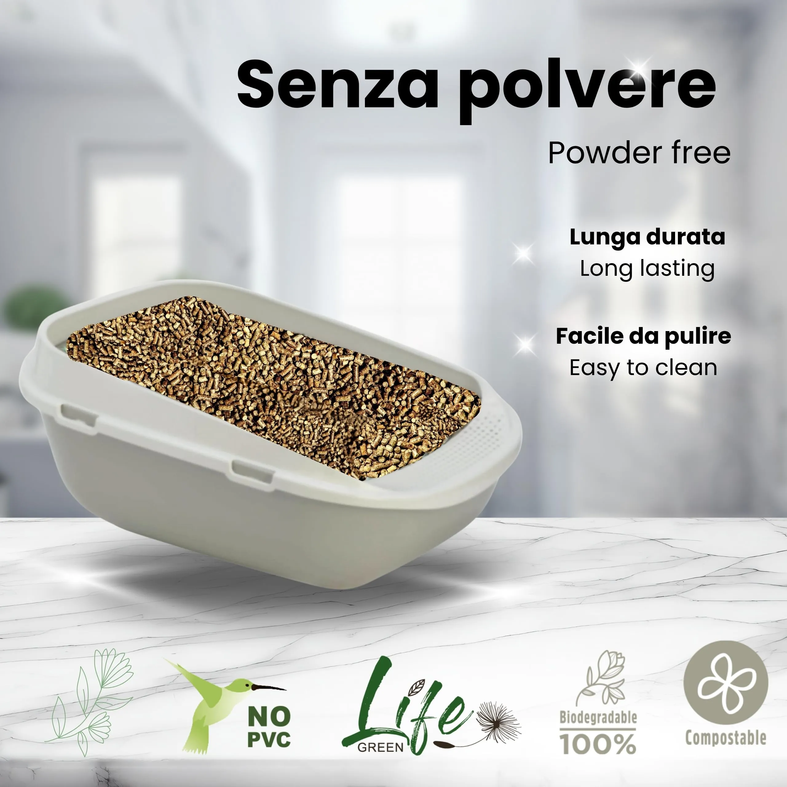 LifeGreen Lettiera Naturalissima per gatti Vegetale Limone 2 kg - immagine 4