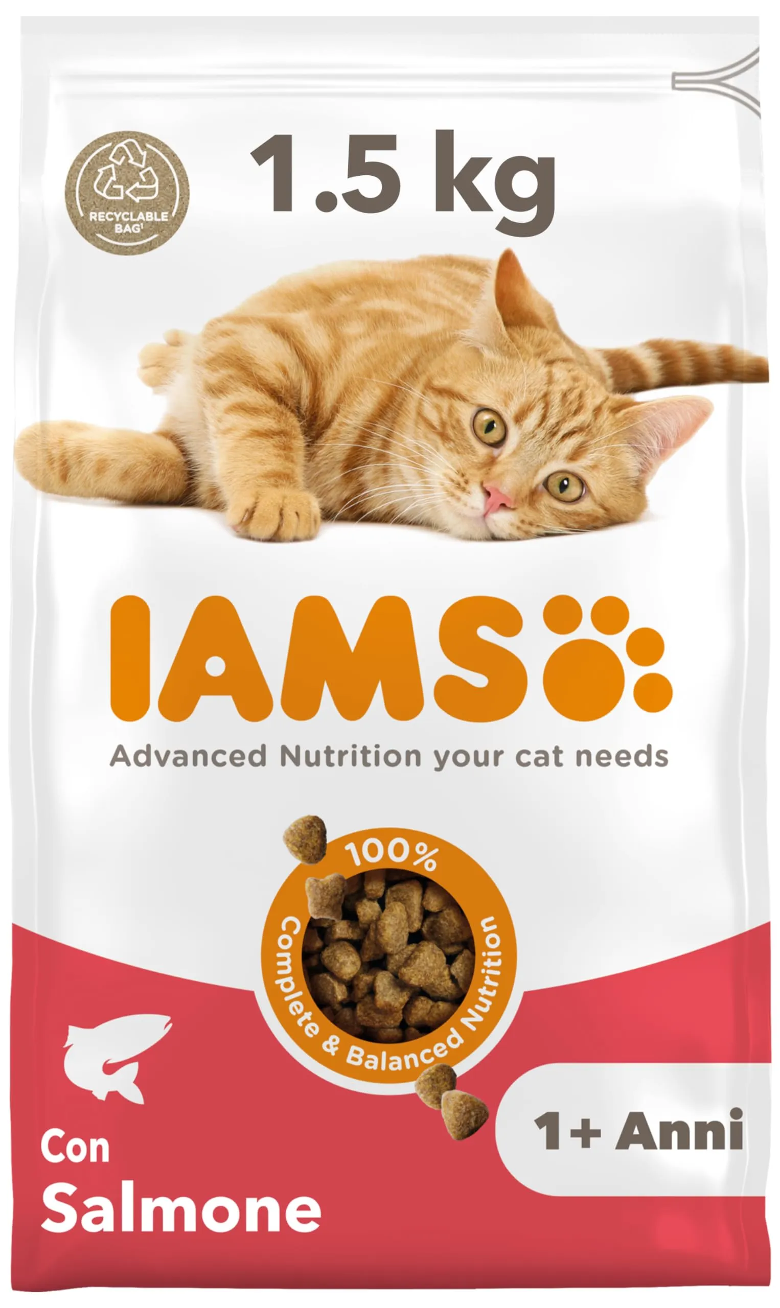 IAMS Cibo secco per gatti 1-6 anni al salmone, 1,5 kg - immagine 1