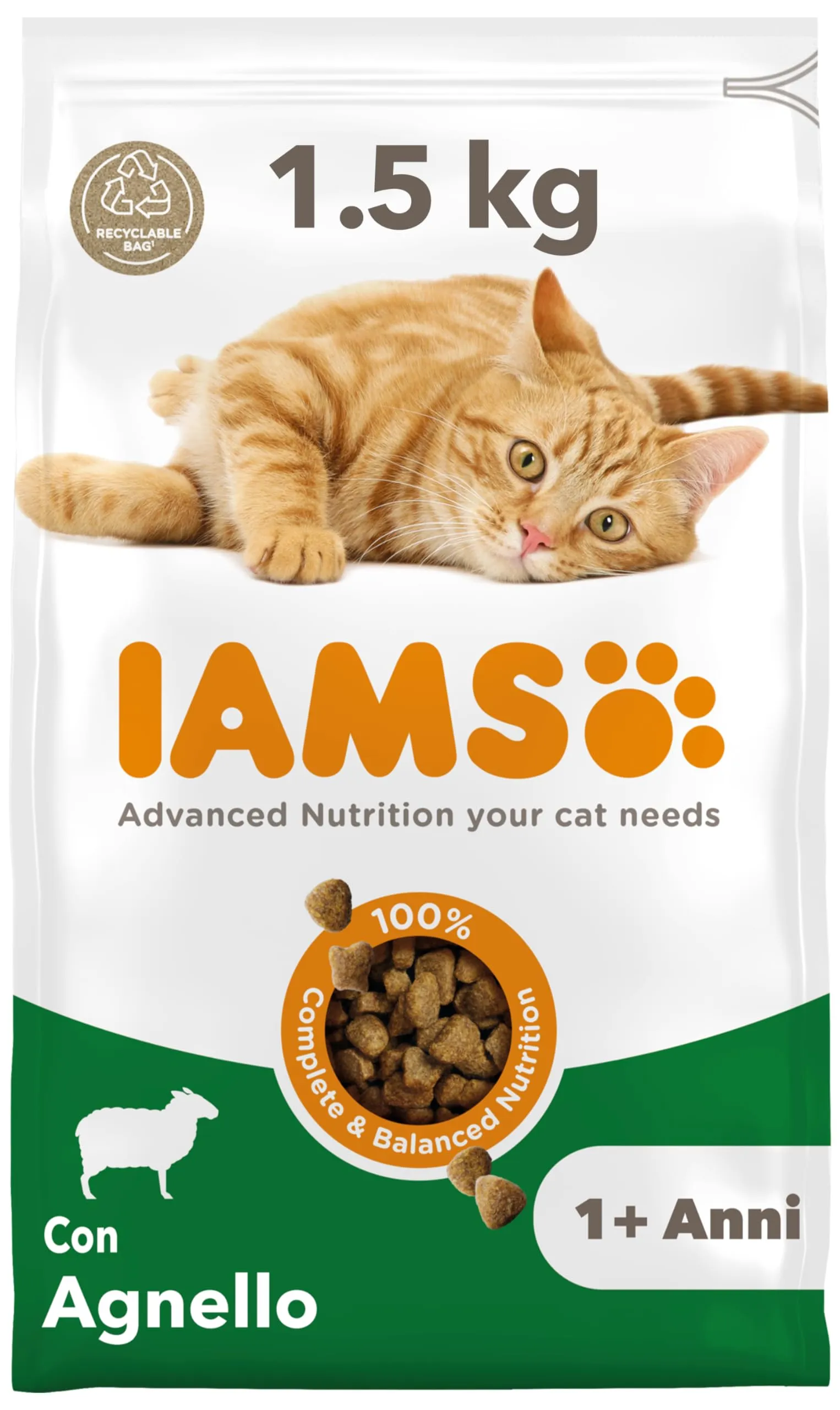 IAMS Cibo secco per gatti 1-6 anni all'agnello, 1,5 kg - immagine 1