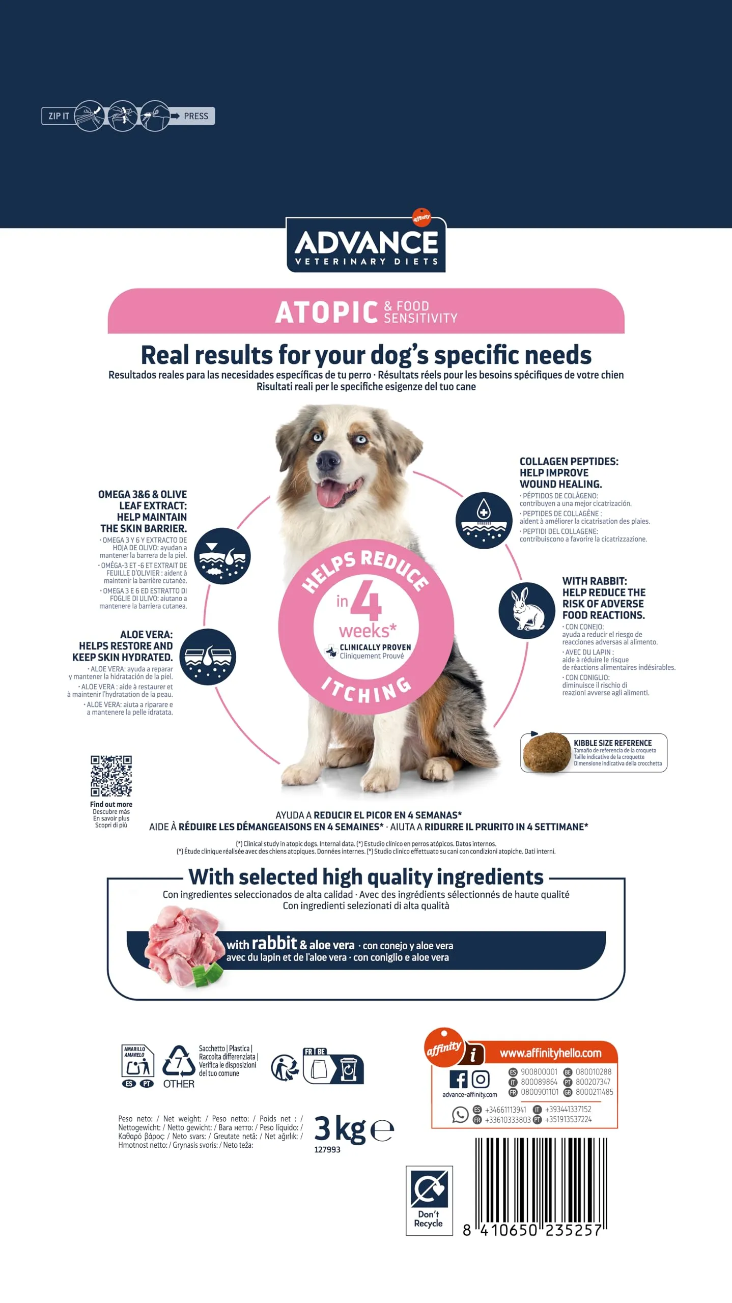 Affinity Advance Veterinary Diets Atopic Medium-Maxi Dog Food with Rabbit, 3kg - immagine 4