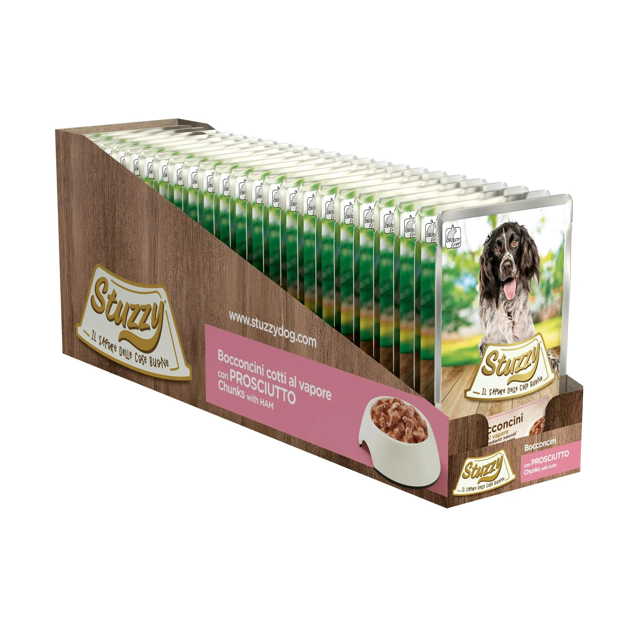 Stuzzy Cibo Umido per Cani Adulti al Prosciutto, Bocconcini (24 Buste da 100g) - immagine 2