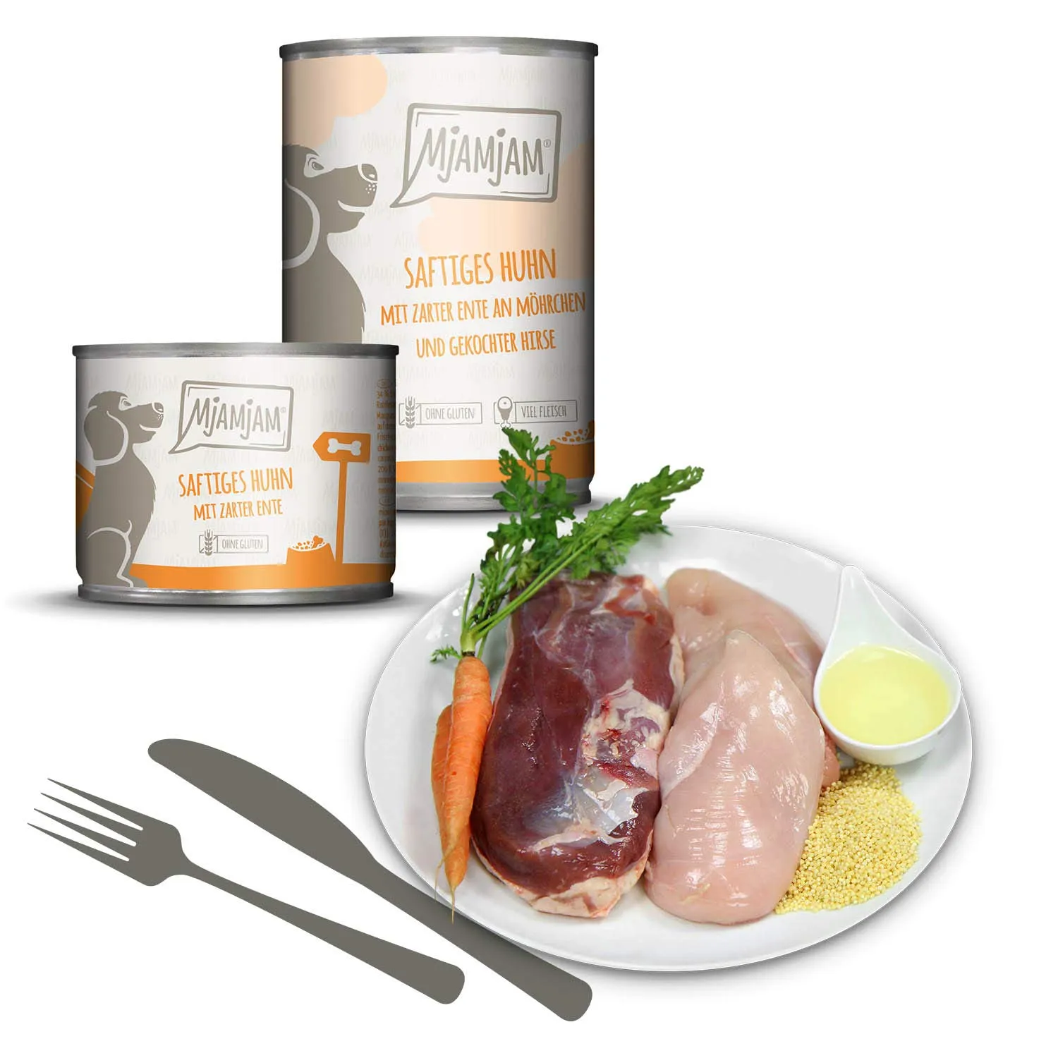 MjAMjAM Cibo Umido Premium per Cani, Confezione Mista II con Pollo, Anatra, Manzo, Tacchino, Vitello e Agnello (6 x 200 g) - immagine 5