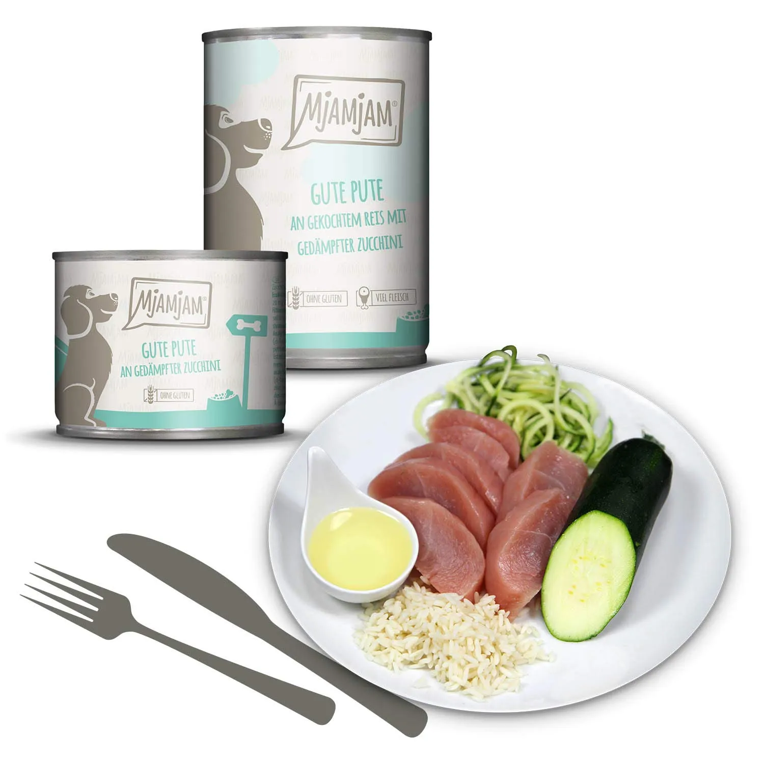 MjAMjAM Cibo Umido Premium per Cani, Confezione Mista II con Pollo, Anatra, Manzo, Tacchino, Vitello e Agnello (6 x 200 g) - immagine 7