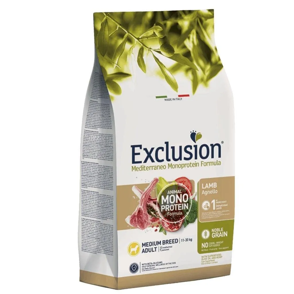 Exclusion Diet Mediterraneo Monoprotein Cane Adulto Medium Agnello 12 kg - immagine 1