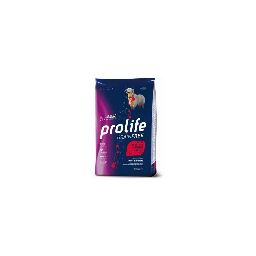 Prolife Grain Free Adult Medium/Large Sensitive Beef and Potato, 10 kg - immagine 1