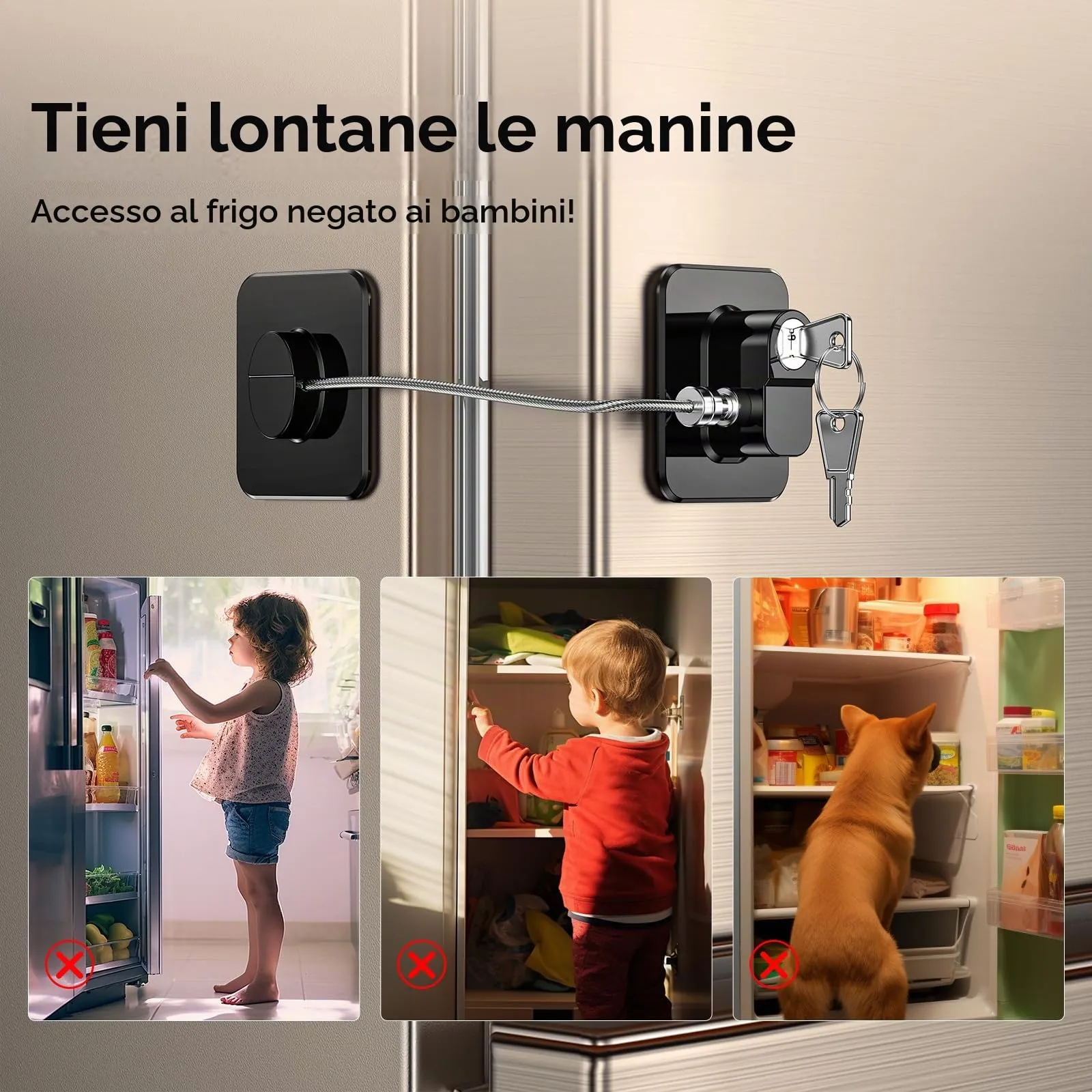 WILNIRY Blocca Bambini per Frigorifero e Cassetti, 2 Pezzi (A-Nero) - immagine 2