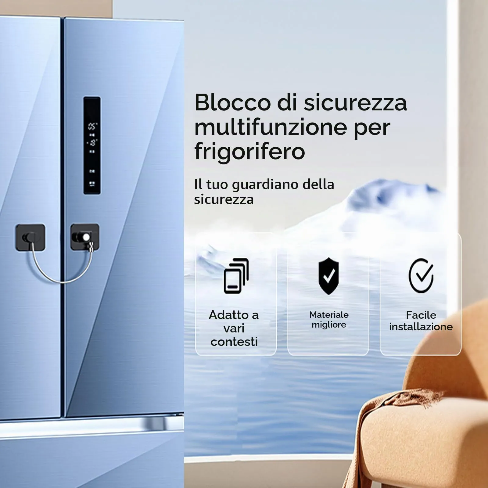 WILNIRY Blocca Bambini per Frigorifero e Cassetti, 2 Pezzi (A-Nero) - immagine 3
