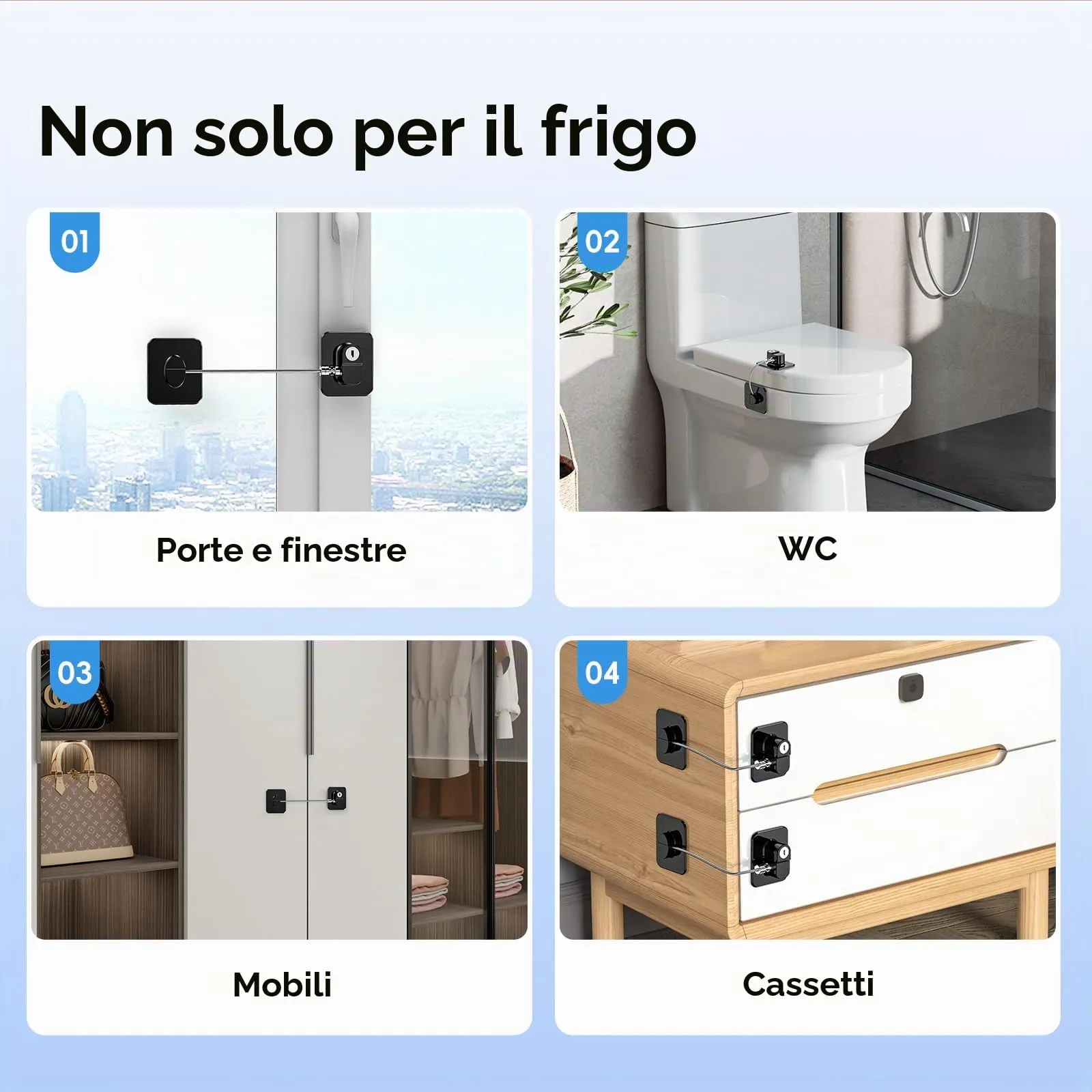 WILNIRY Blocca Bambini per Frigorifero e Cassetti, 2 Pezzi (A-Nero) - immagine 5
