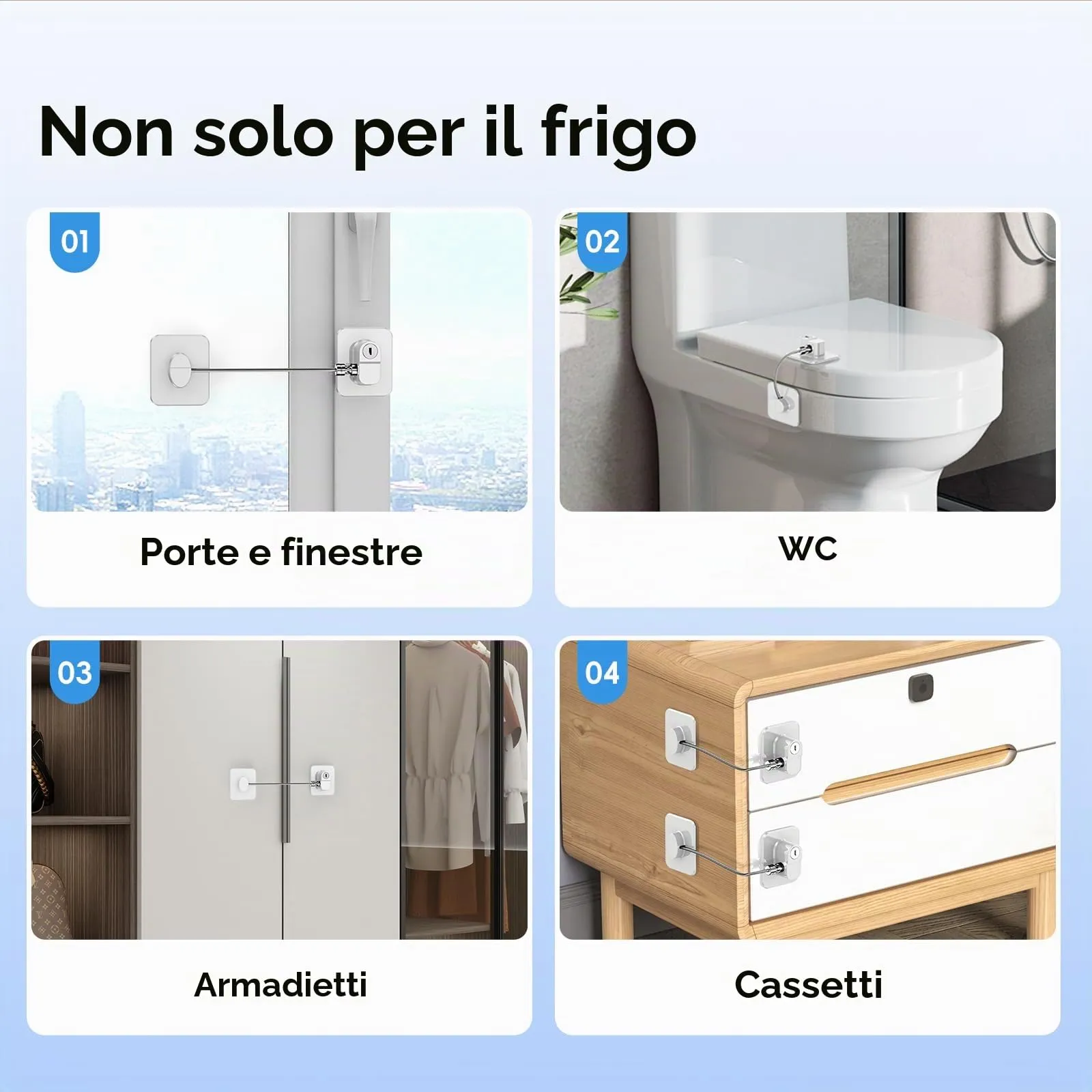 WILNIRY Blocca Bambini per Frigorifero e Cassetti, 2 Pezzi - Bianco - immagine 3
