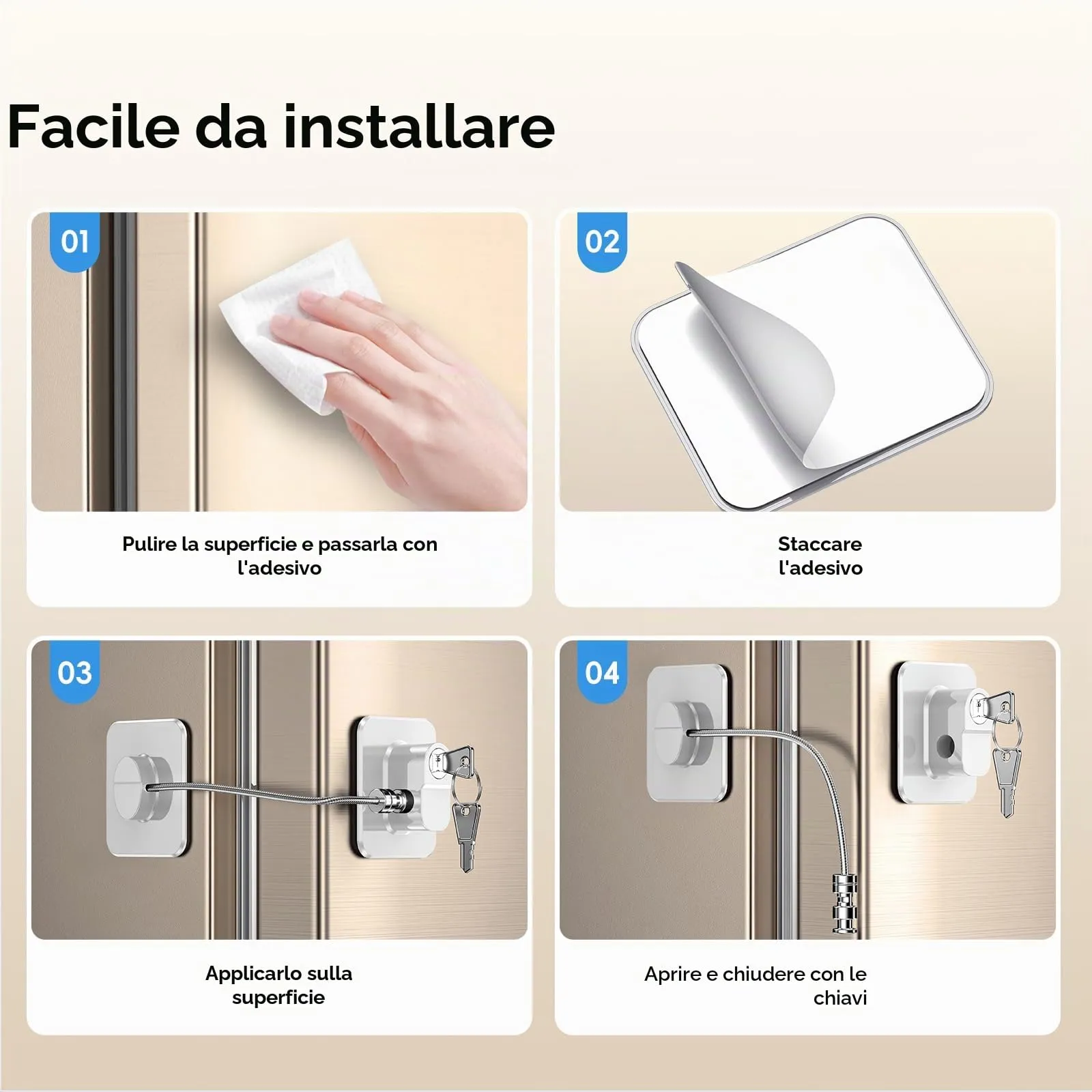 WILNIRY Blocca Bambini per Frigorifero e Cassetti, 2 Pezzi - Bianco - immagine 4