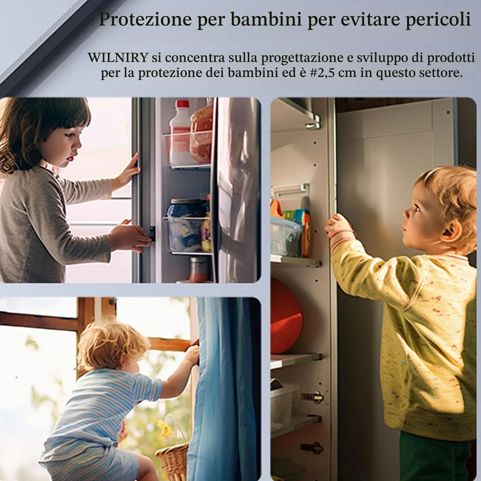 WILNIRY Blocca Bambini per Frigorifero e Cassetti, 2 Pezzi (B-Nero-2Pezzi) - immagine 5
